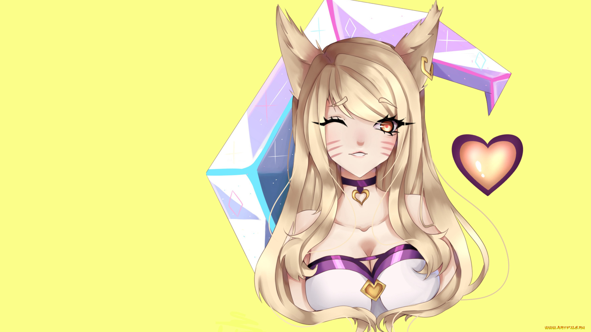 видео, игры, league, of, legends, ahri, хвост, сердечко