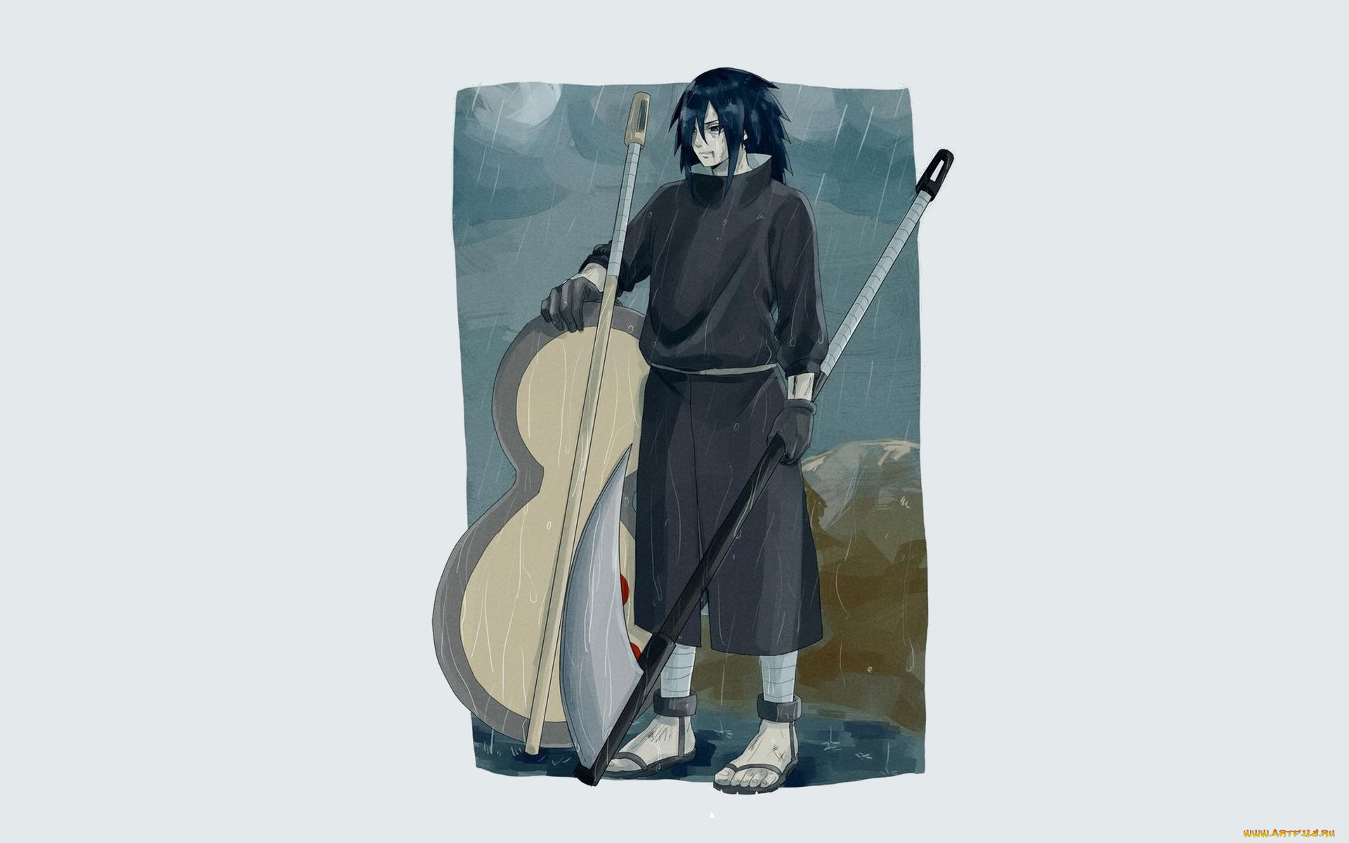 аниме, naruto, учиха, мадара, дождь, оружие