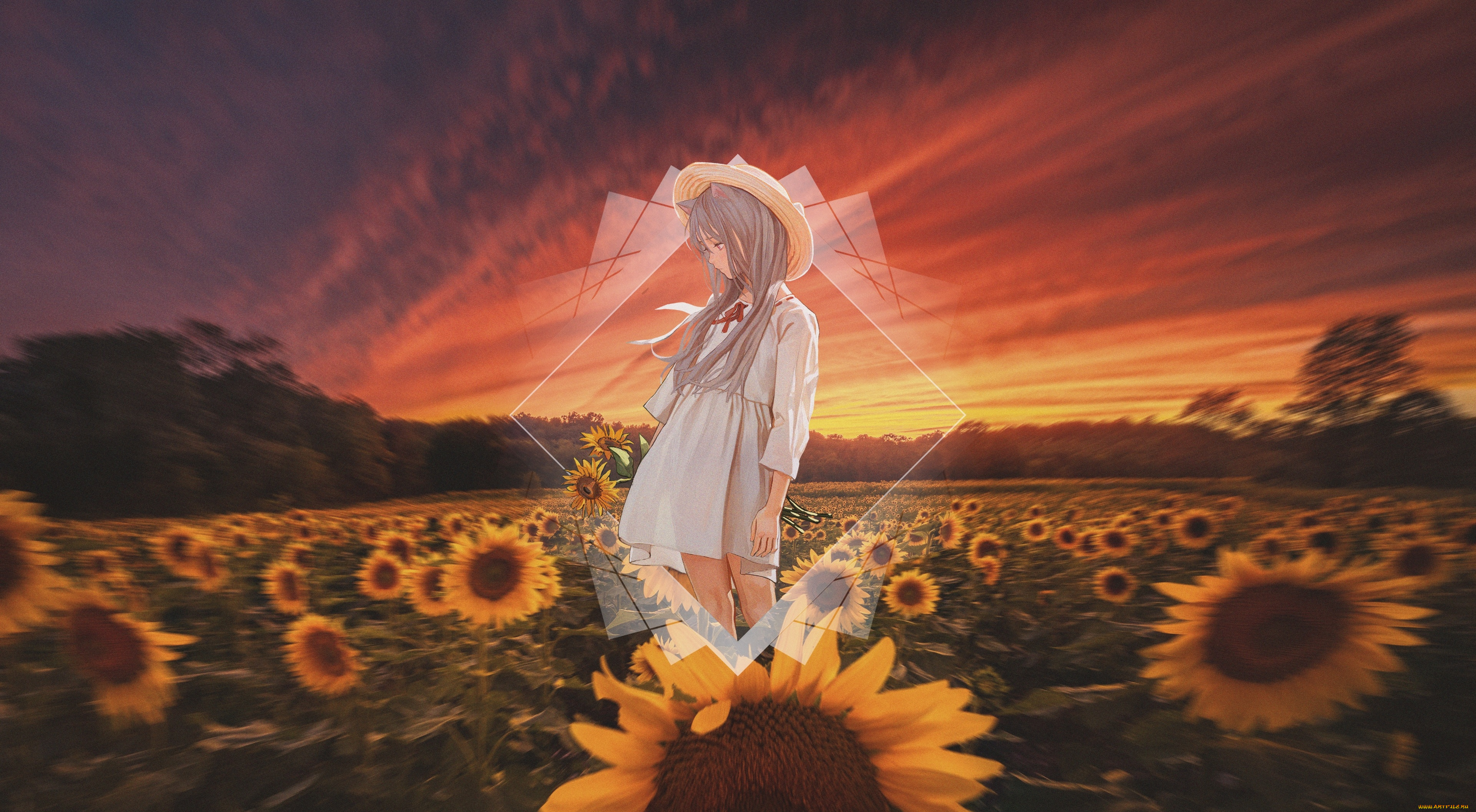 аниме, пейзажи, , природа, девушка