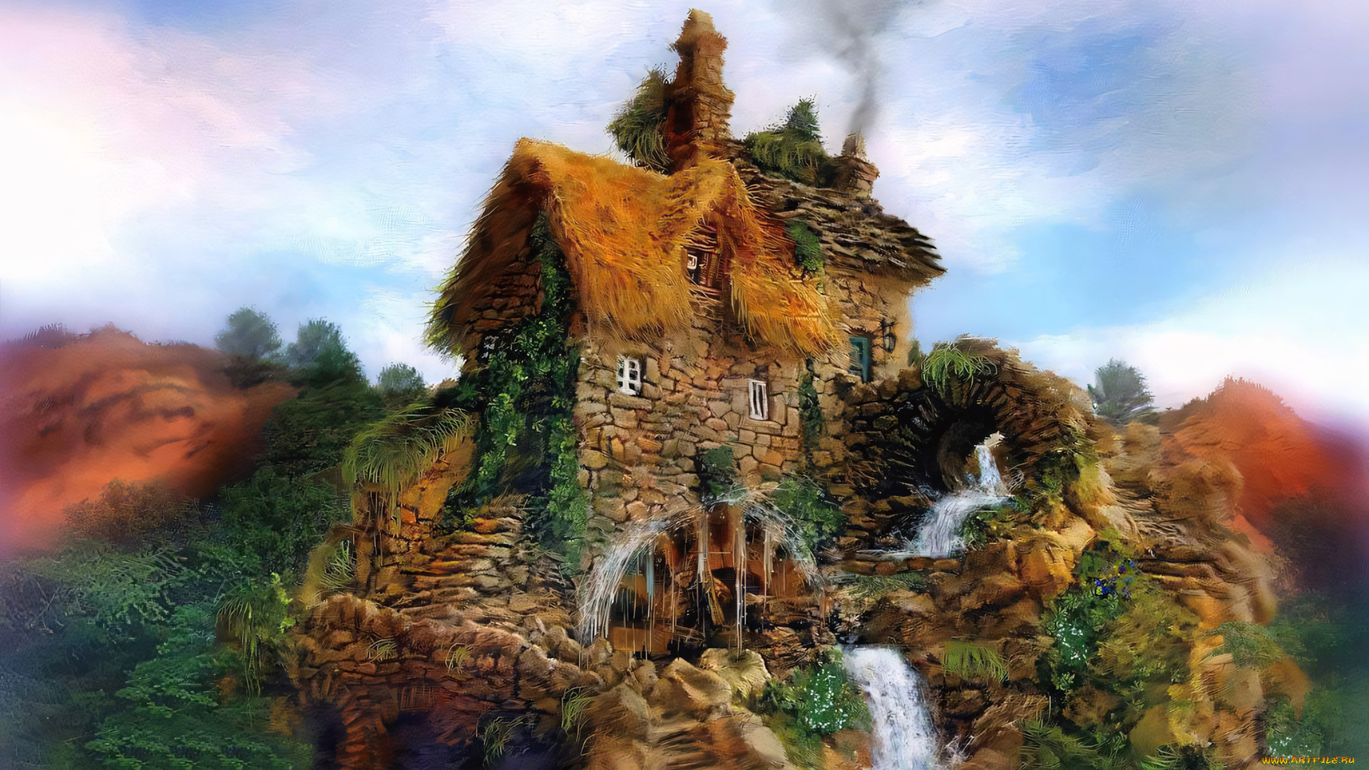 295737, рисованное, города, домик