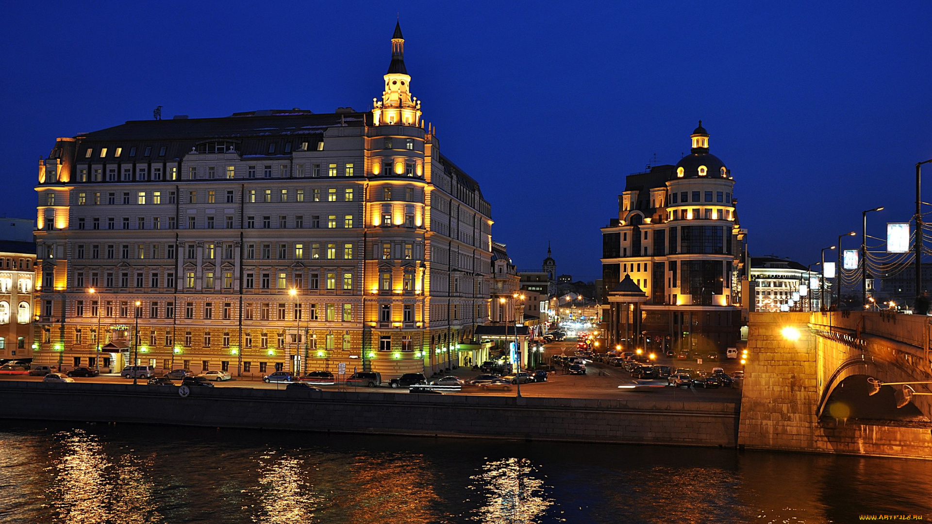города, огни, ночного, россия, набережная, санкт-петербург