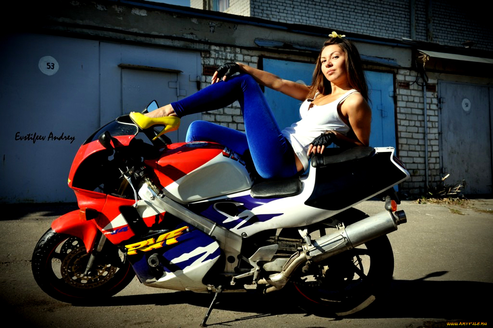 мотоциклы, мото, девушкой