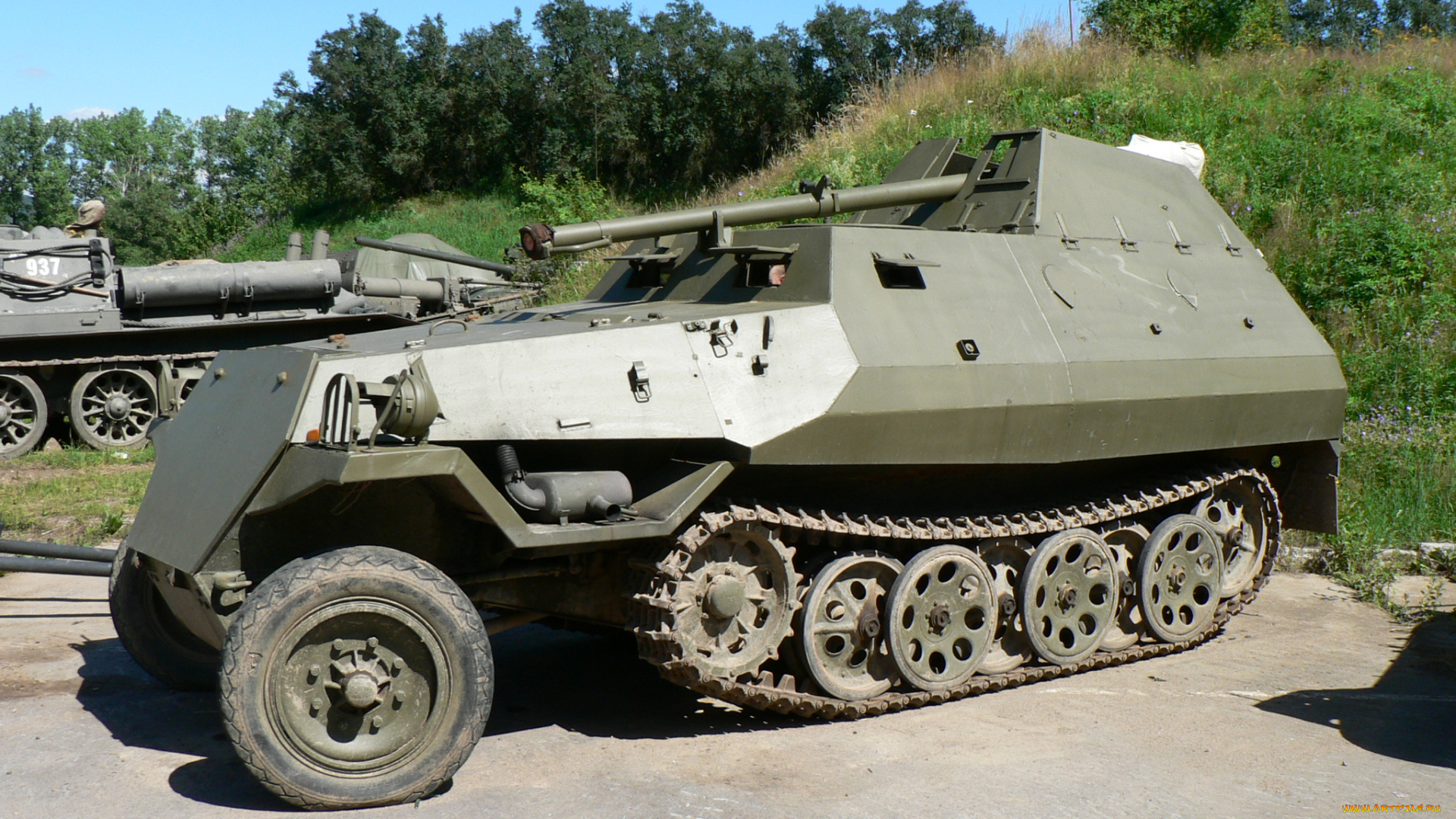 техника, военная, гусеницы, пушка