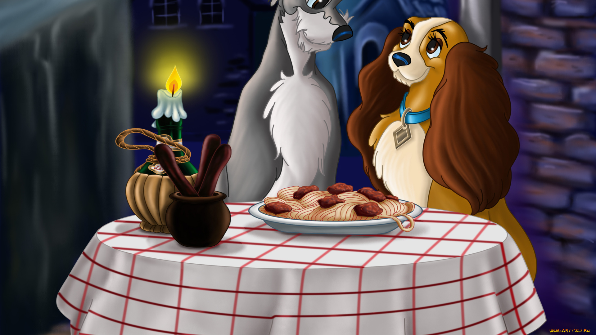 мультфильмы, lady, and, the, tramp, собаки