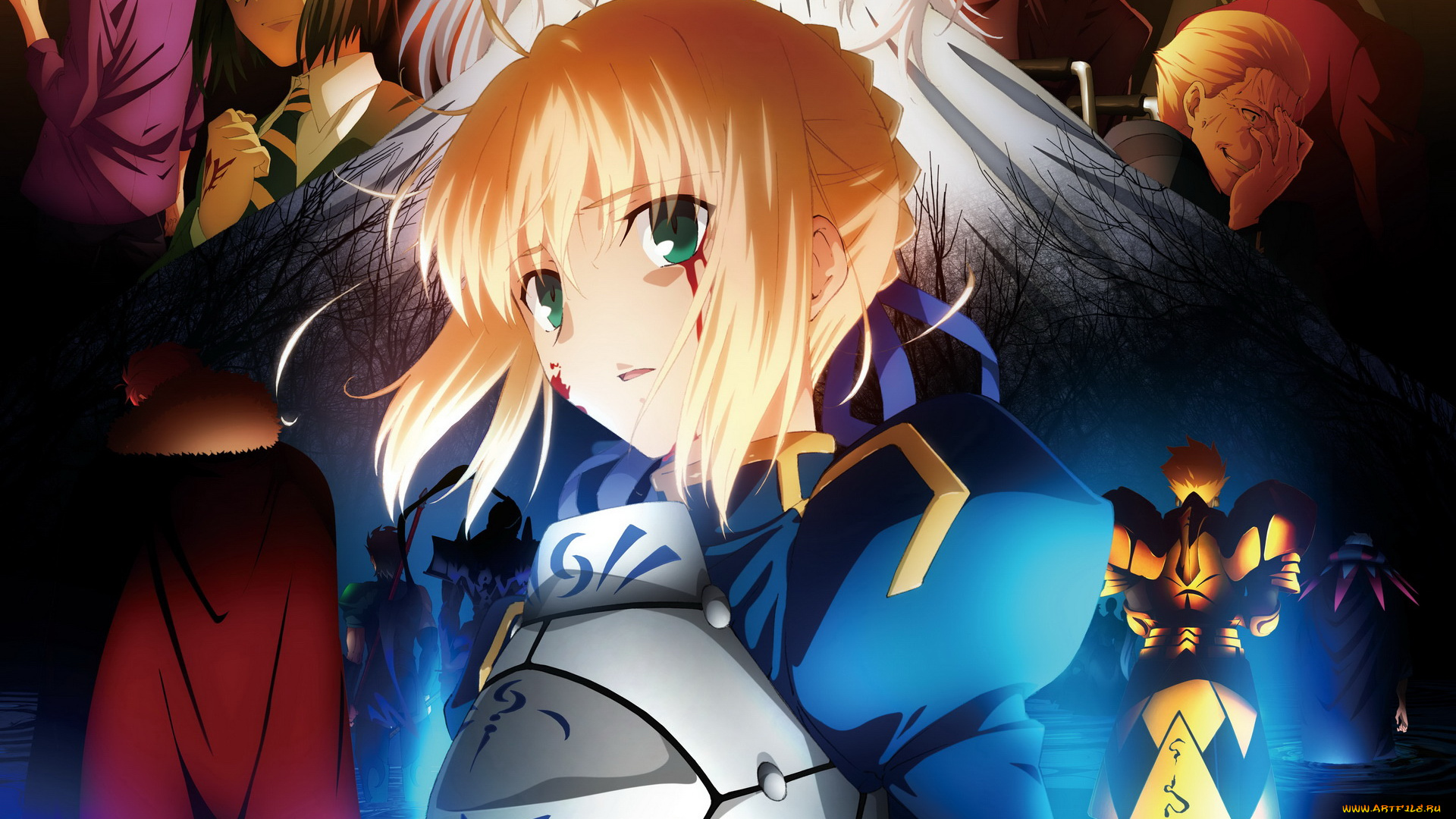 аниме, fate, zero, девушка, взгляд, saber