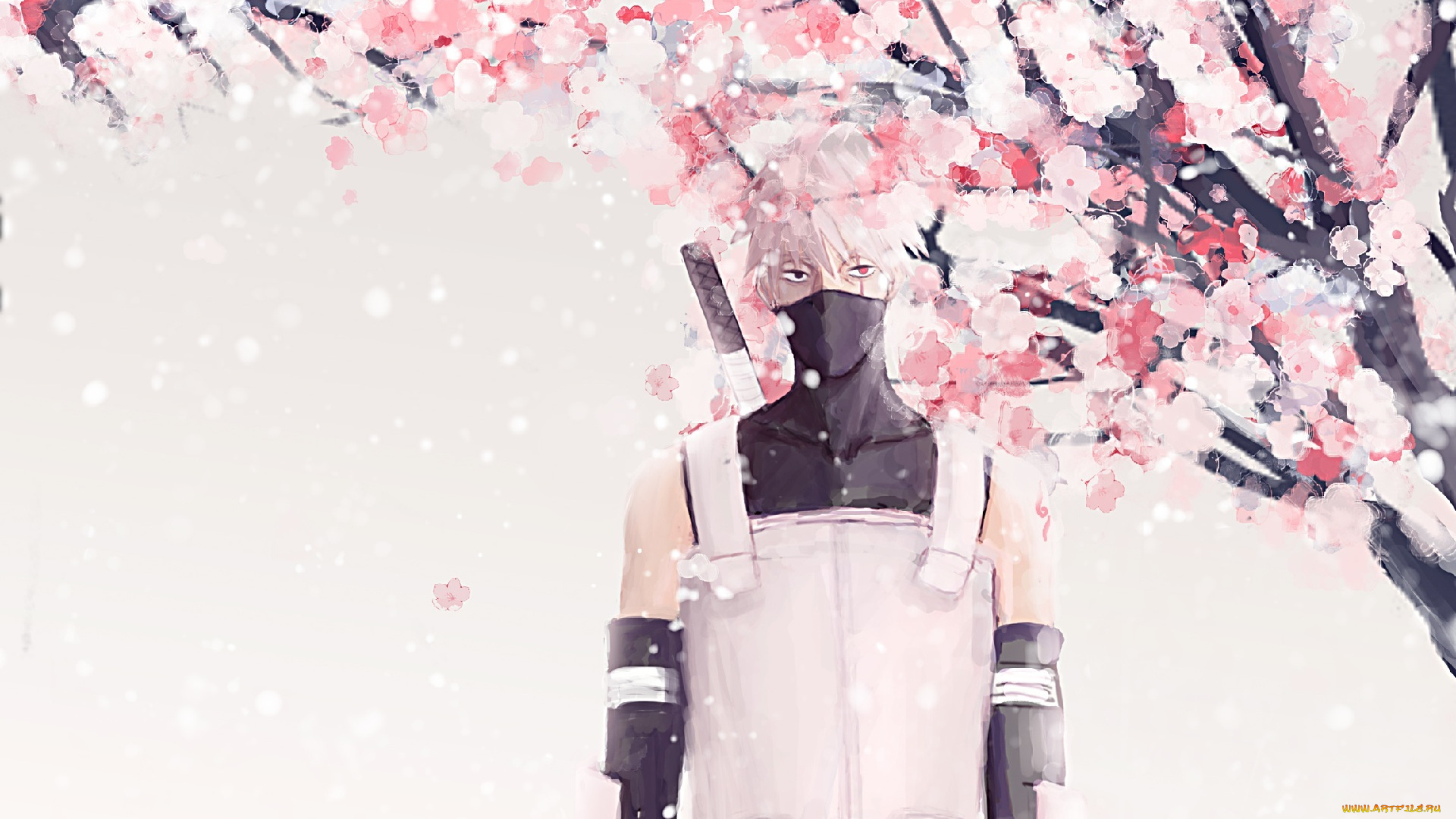 аниме, naruto, цветы, сакура, anbu, shinobi, hatake, kakashi, art
