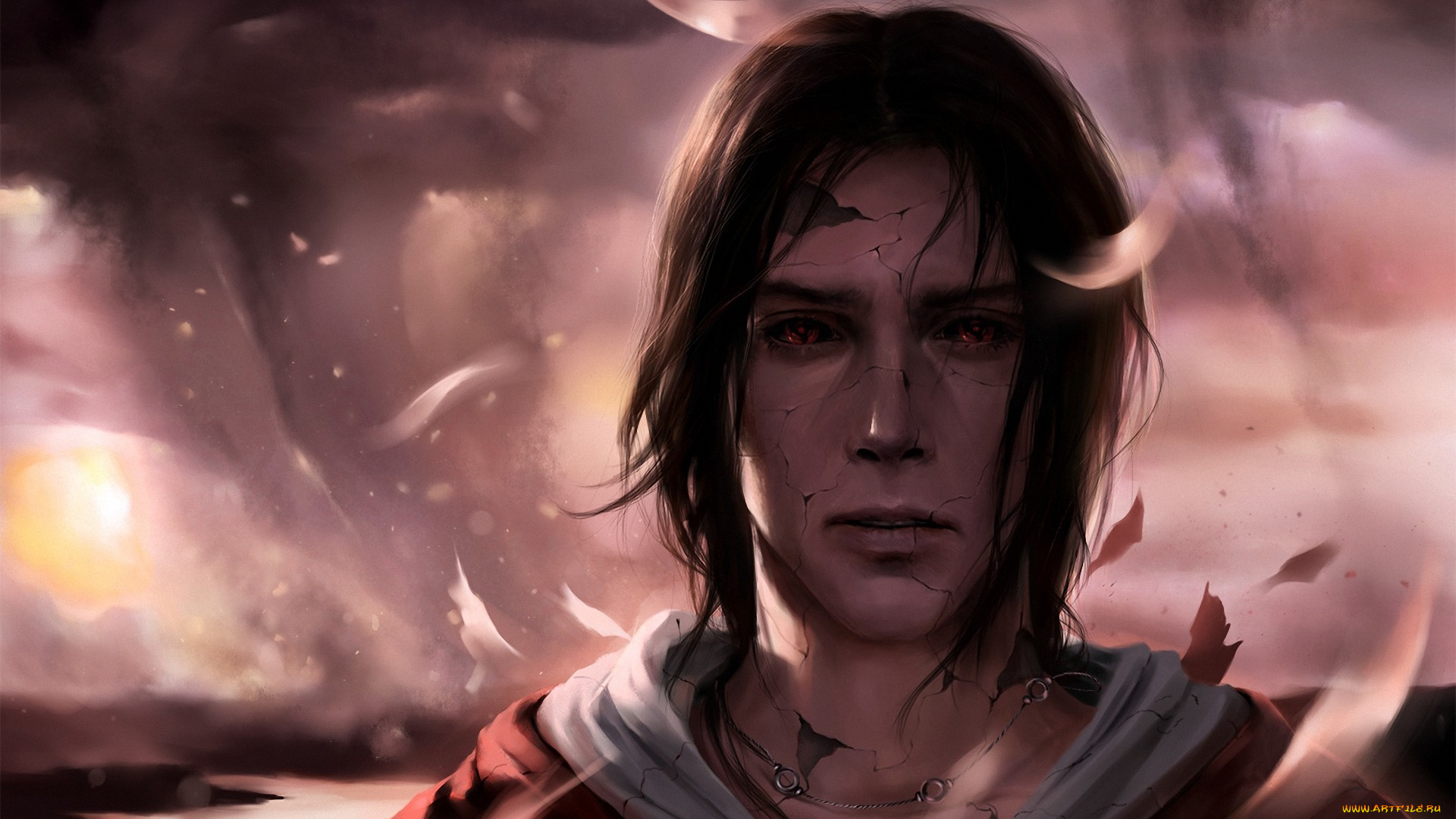 аниме, naruto, лицо, парень, madara, глаза, трещины, uchiha, tachi