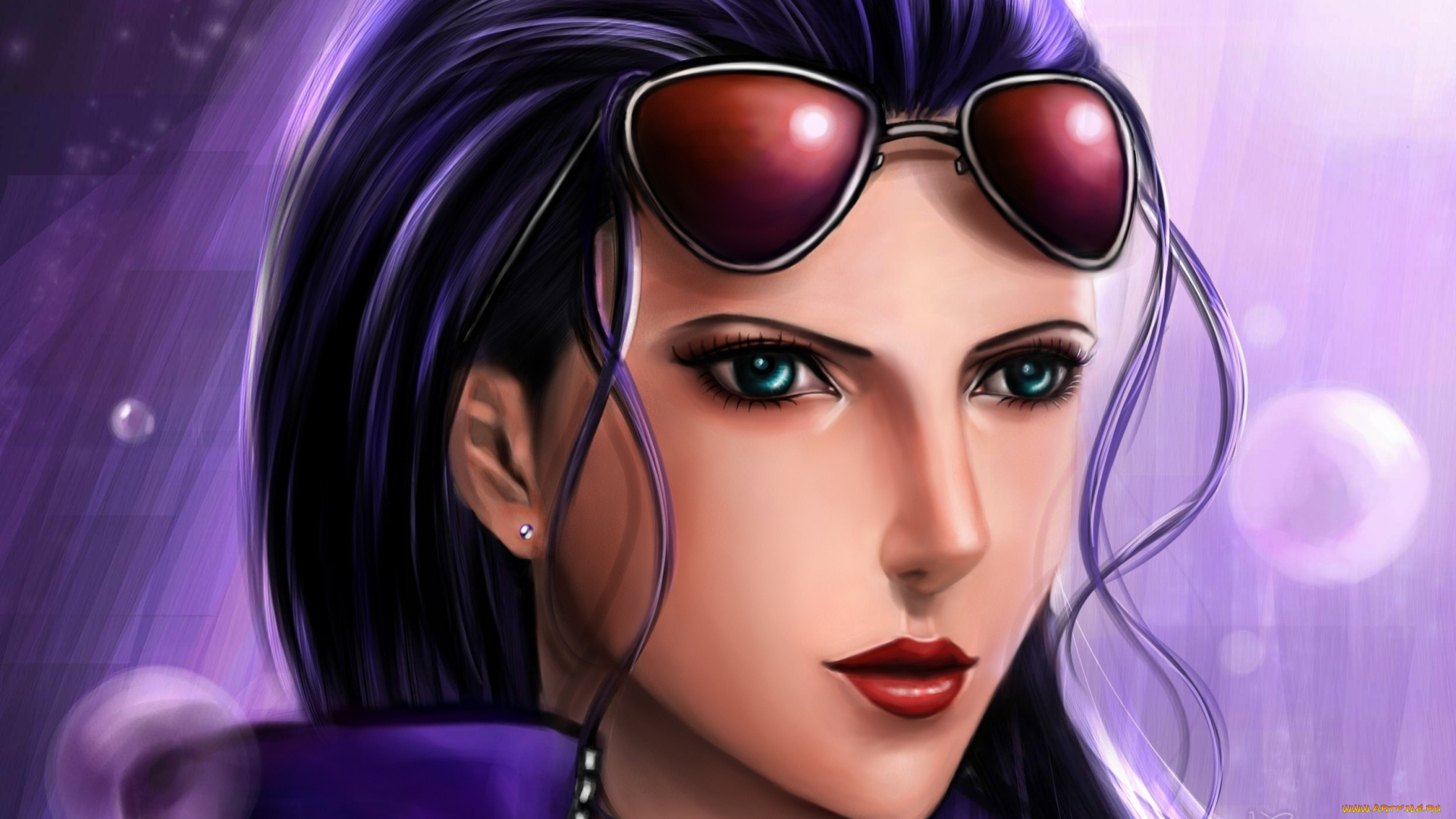 аниме, one, piece, ван-пис, lilyzou, one, piece, очки, art, взгляд, nico, robin, девушка