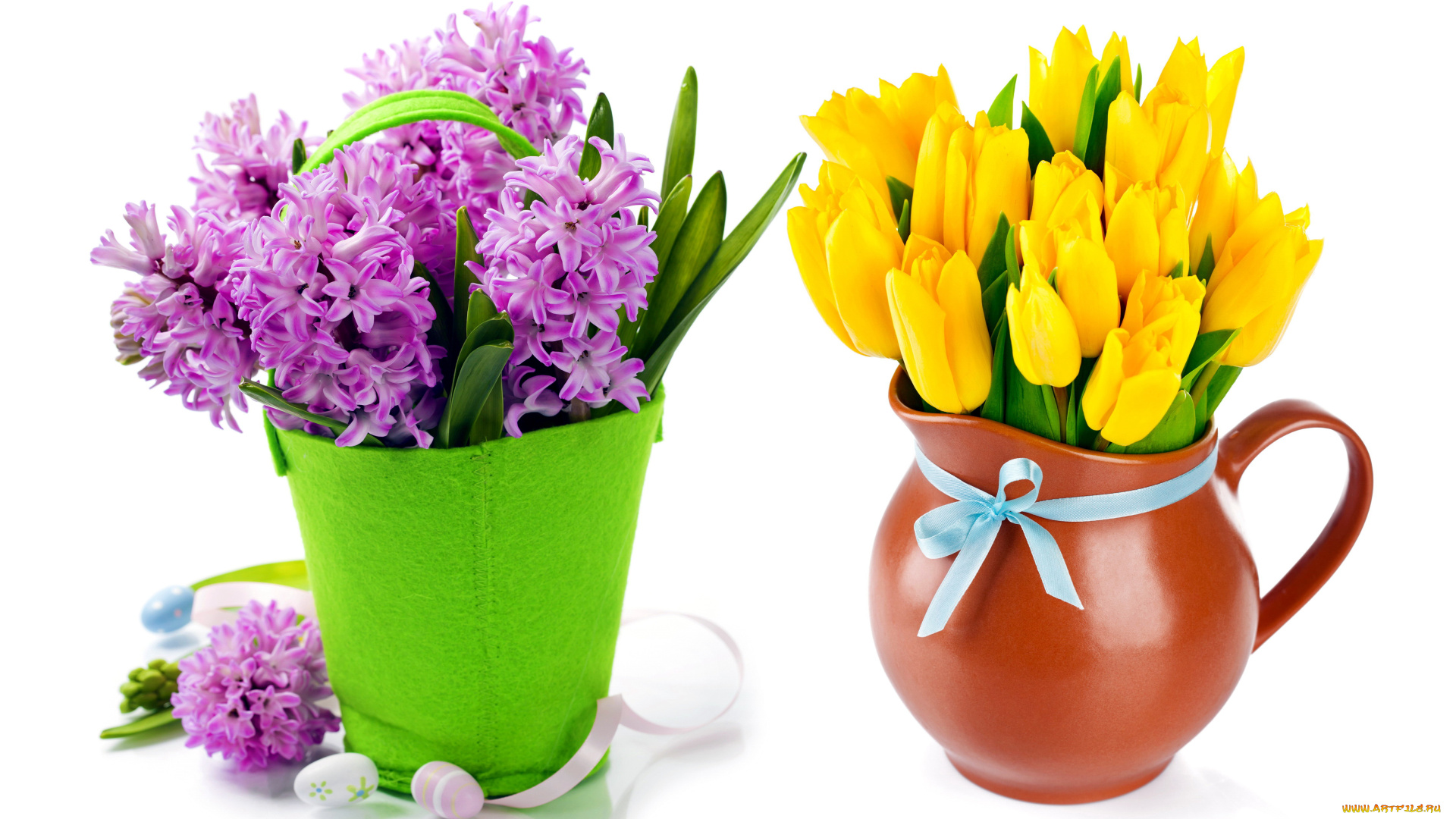 цветы, разные, вместе, гиацинты, тюльпаны