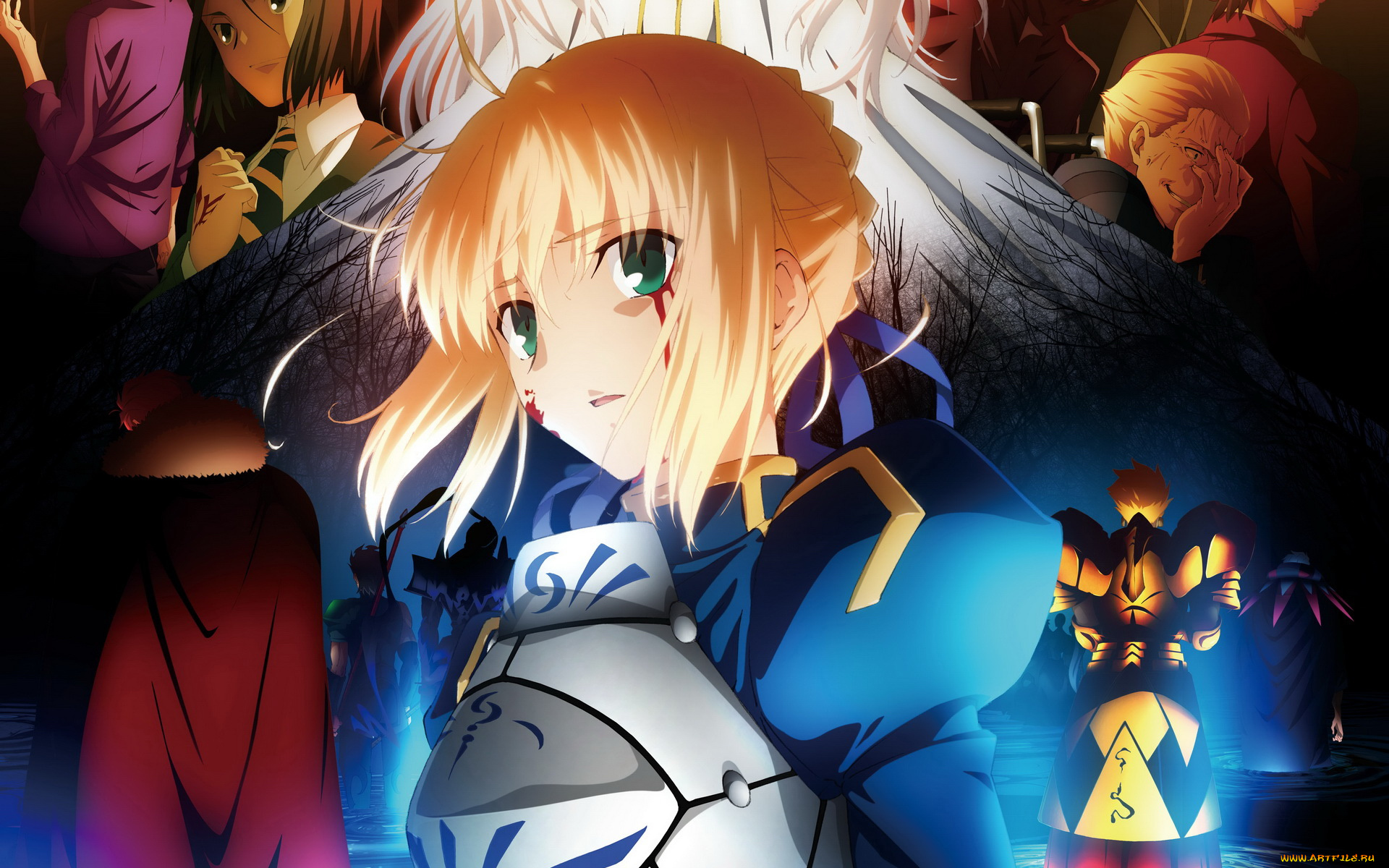 аниме, fate, zero, девушка, взгляд, saber