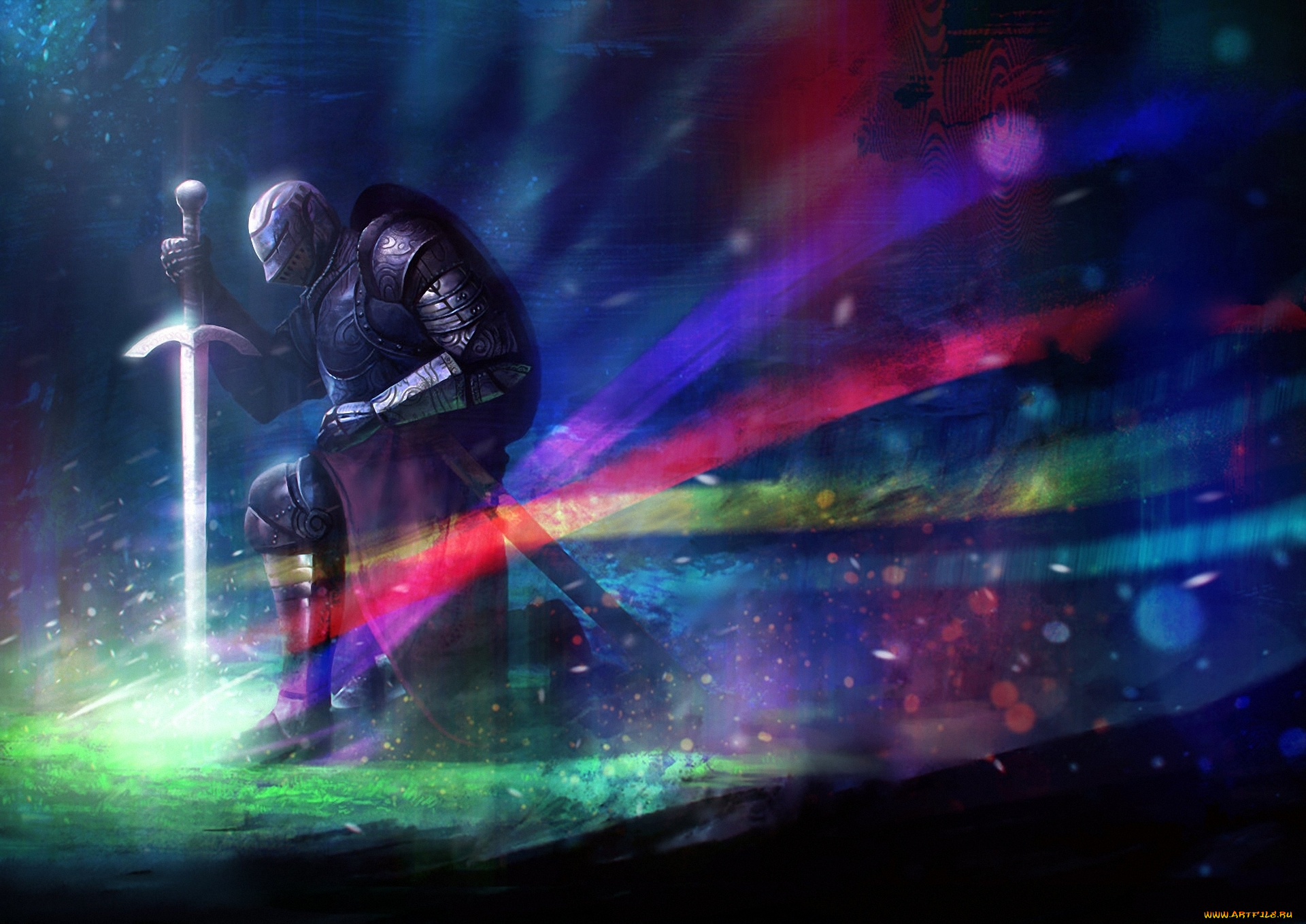 фэнтези, люди, шлем, доспехи, рыцарь, меч, воин