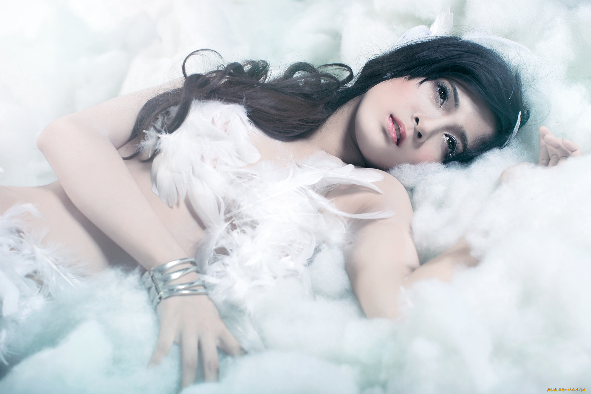 девушки, -unsort, , азиатки, перья