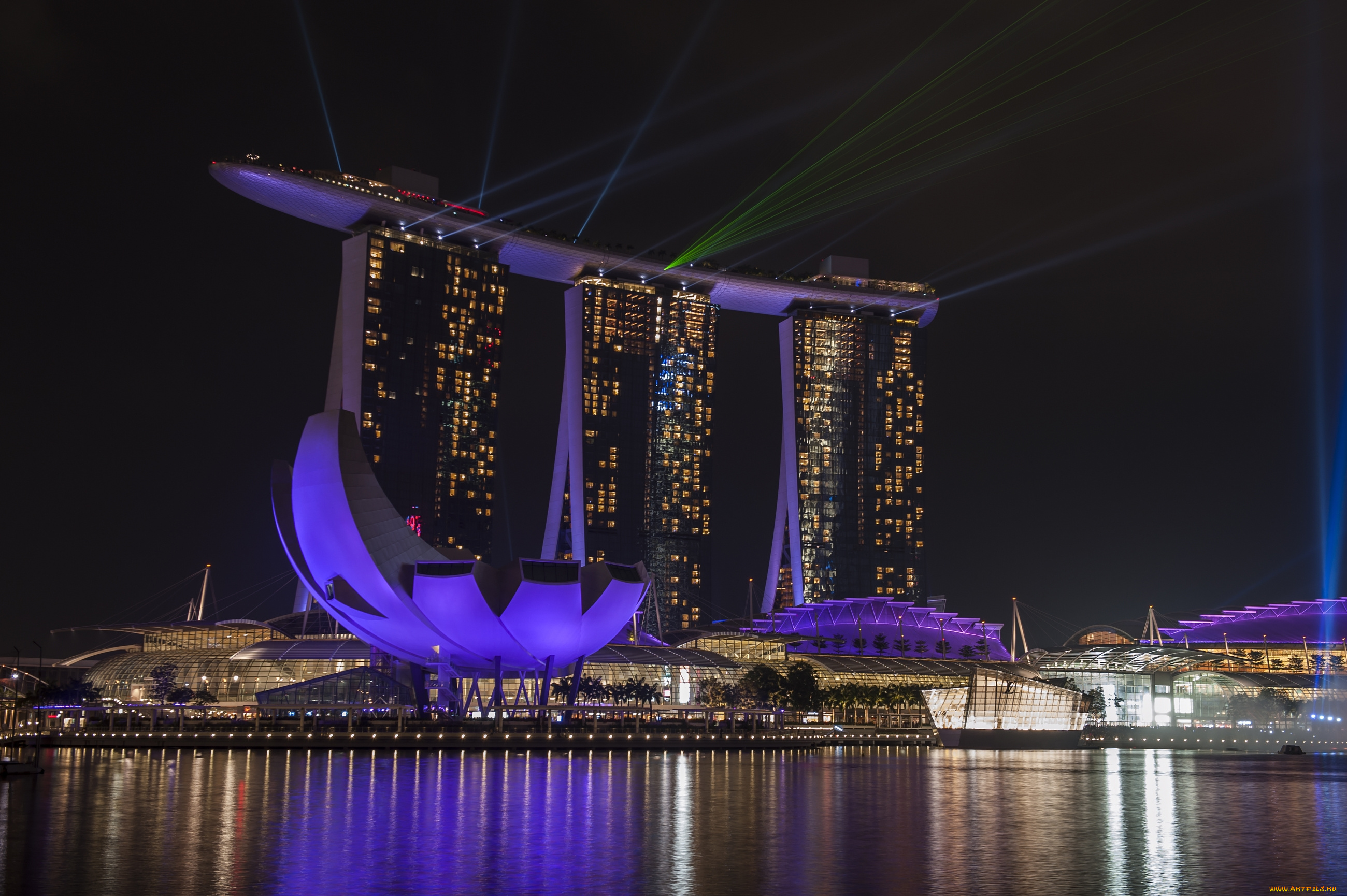 города, сингапур, , сингапур, здания, ночь