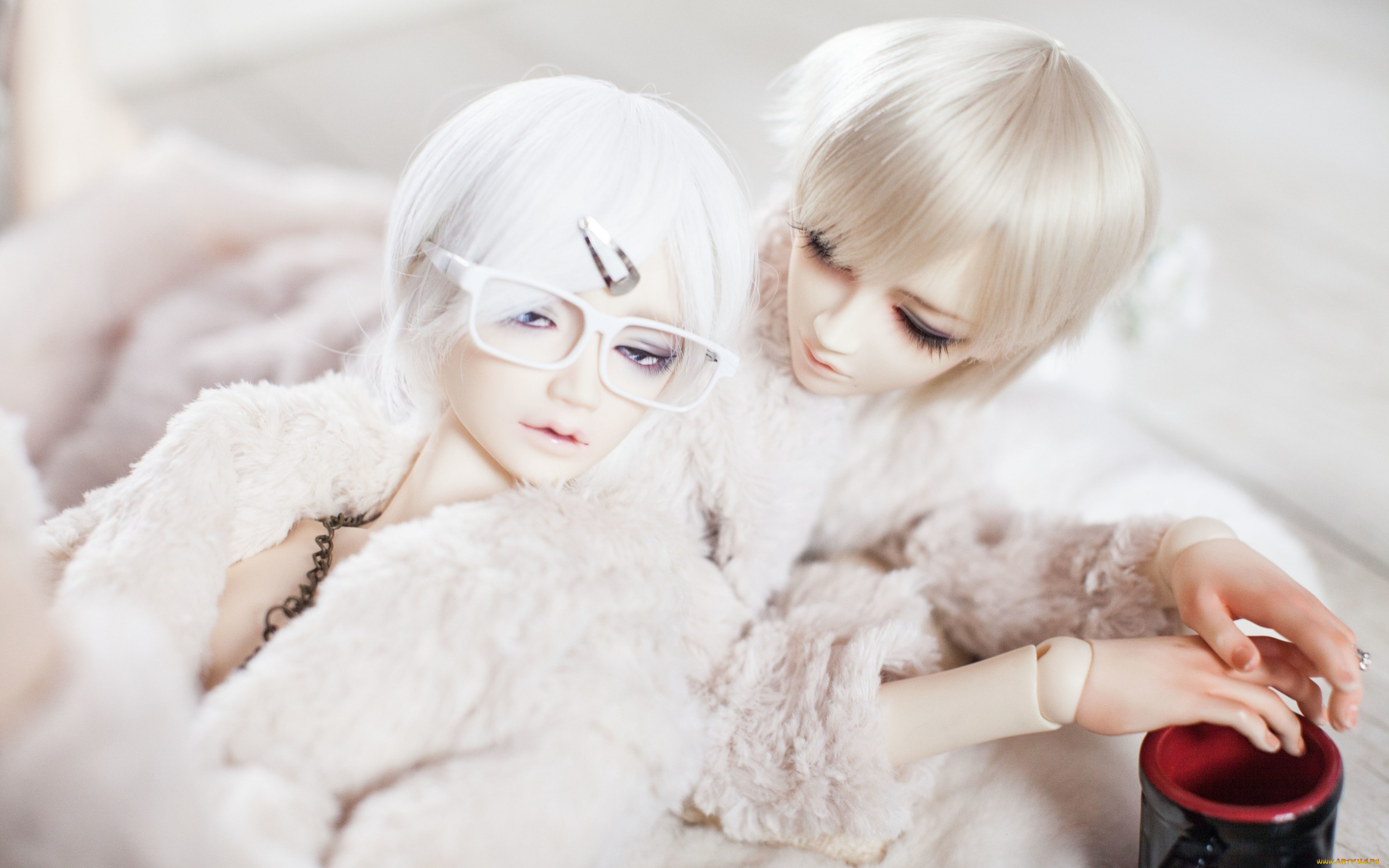 разное, игрушки, bjd, doll, белые, волосы, очки, заколка, парни, чашка