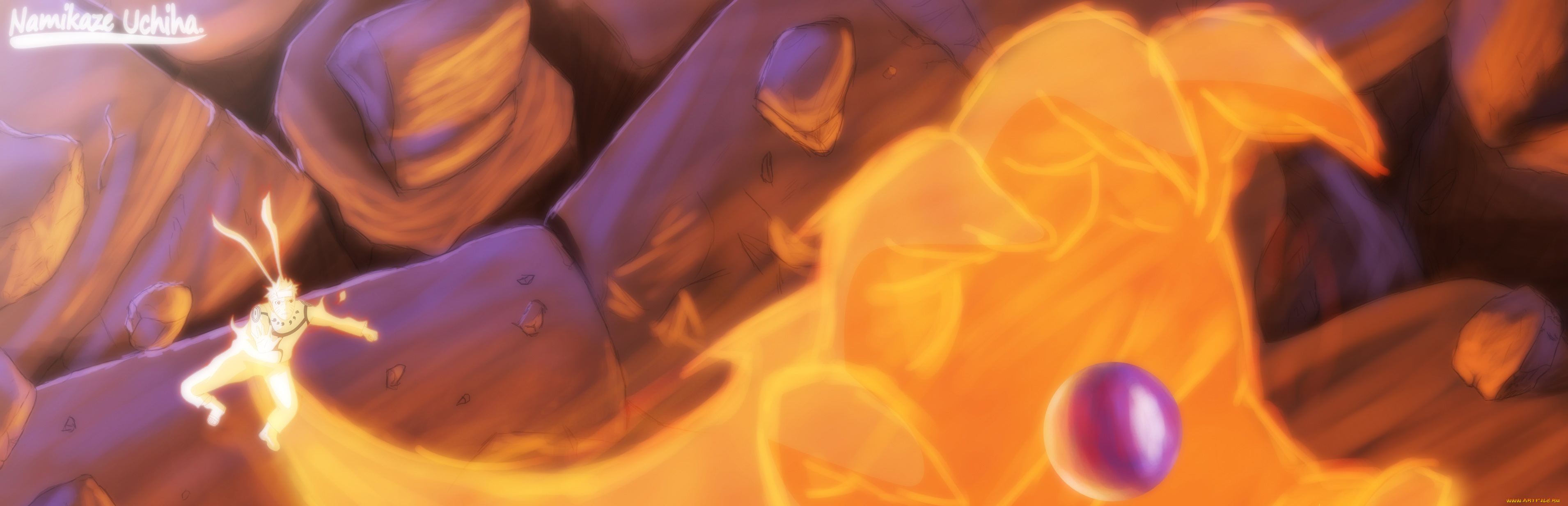 аниме, naruto, наруто, узумаки, камни, бомба, хвостатого