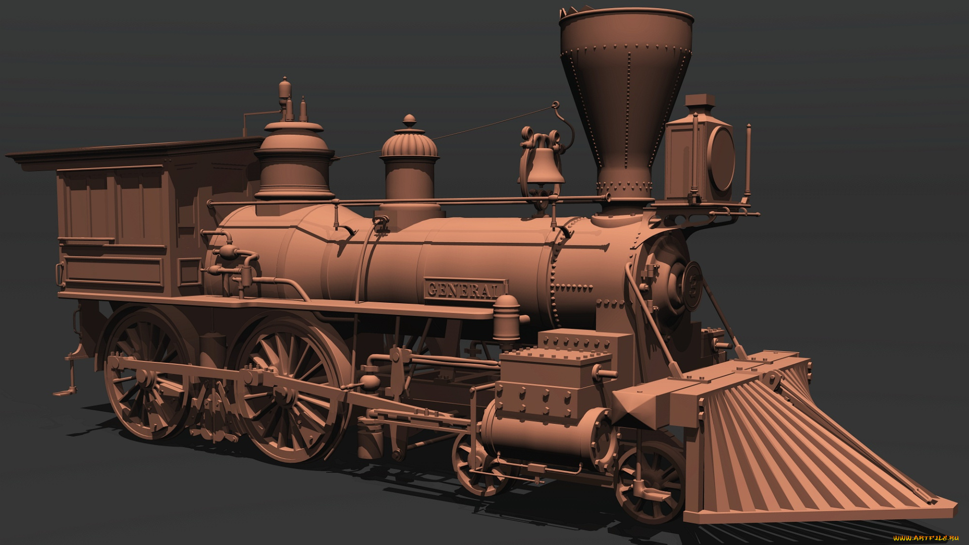 техника, 3d, паровоз, фон