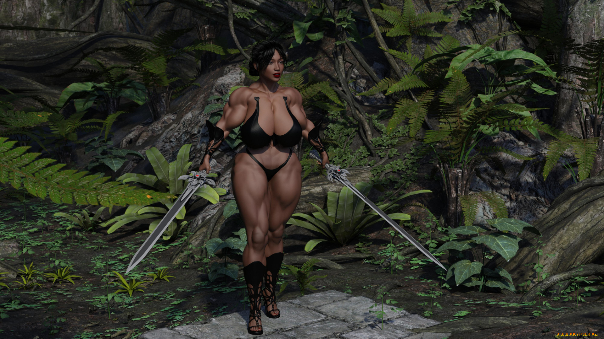 3д, графика, фантазия, , fantasy, фон, оружие, взгляд, девушка