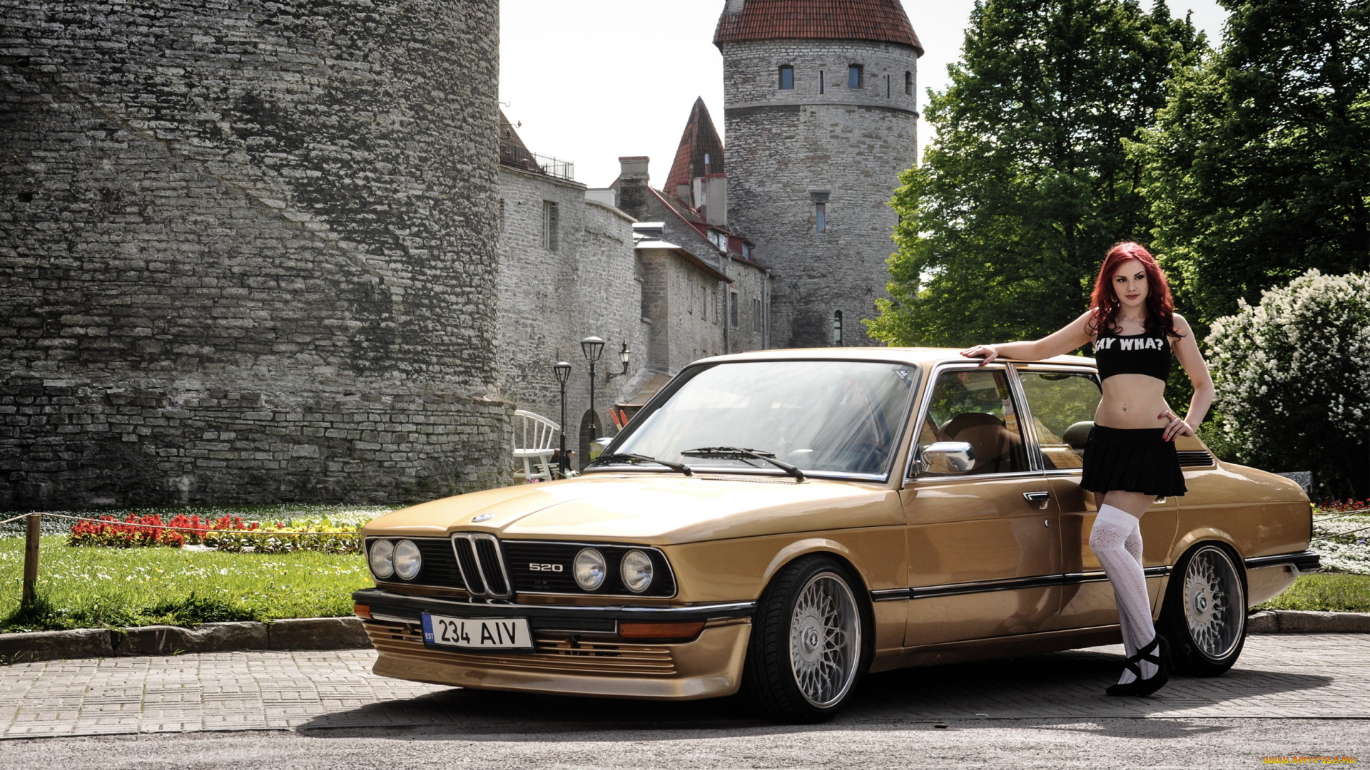 автомобили, -авто, с, девушками, bmw, 5, series, gold