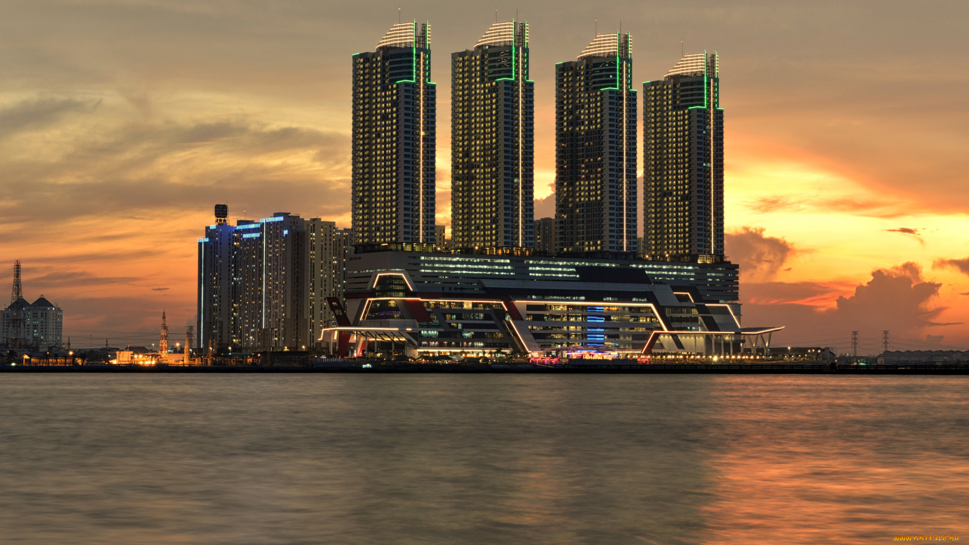 jakarta, города, джакарта, , индонезия, небоскребы, рассвет