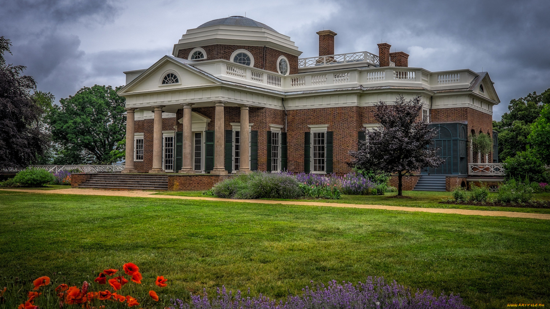 jefferson`s, monticello, города, -, здания, , дома, особняк, парк