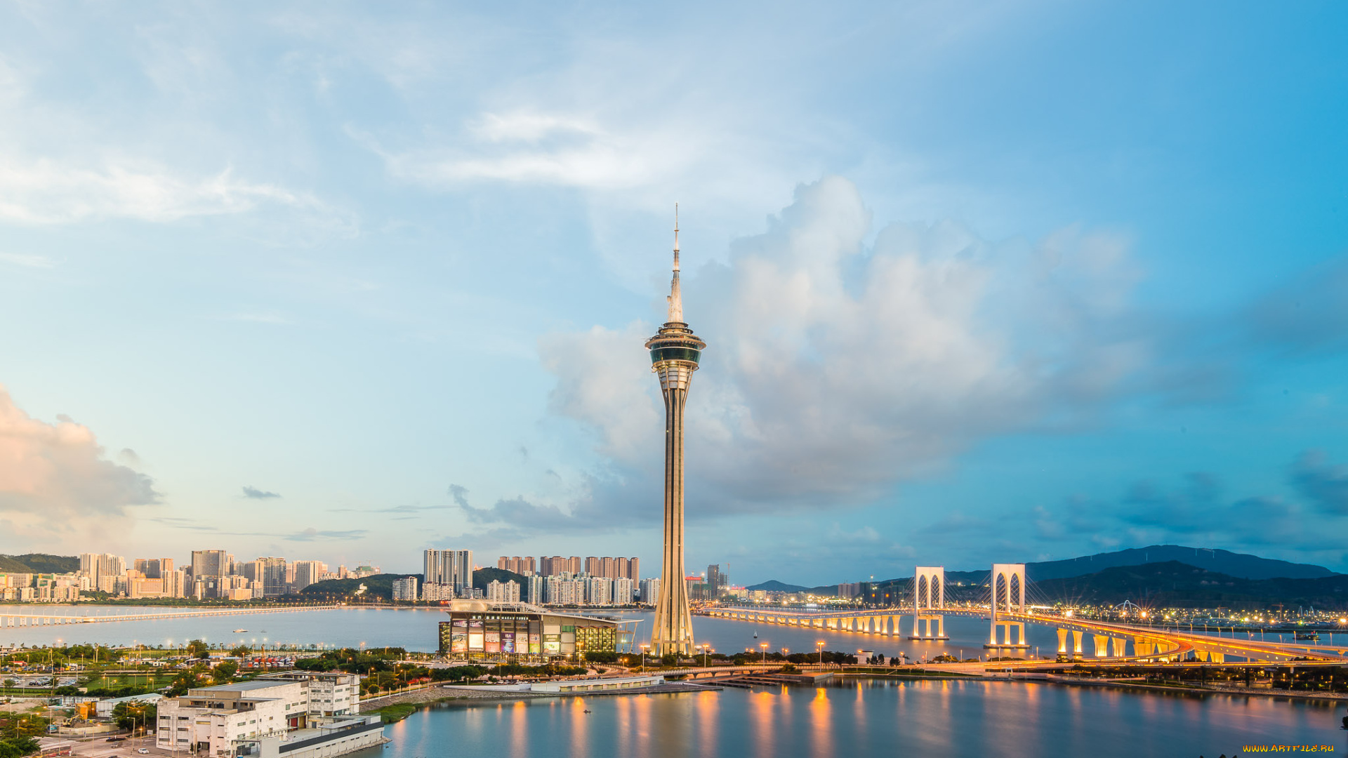 macau, tower, города, макао, , китай, мост, вышка