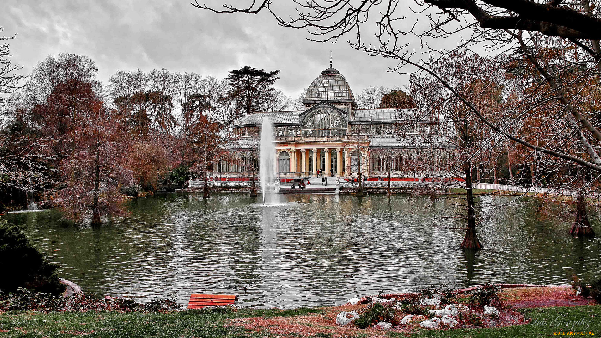 madrid, parque, del, retiro, города, мадрид, , испания, парк, фонтан, дворец