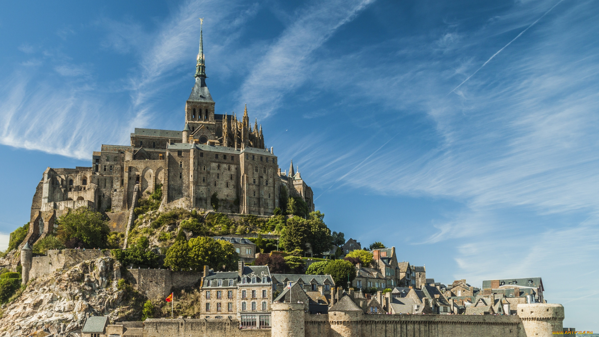 mont, saint, michel, города, замки, франции, замок, остров