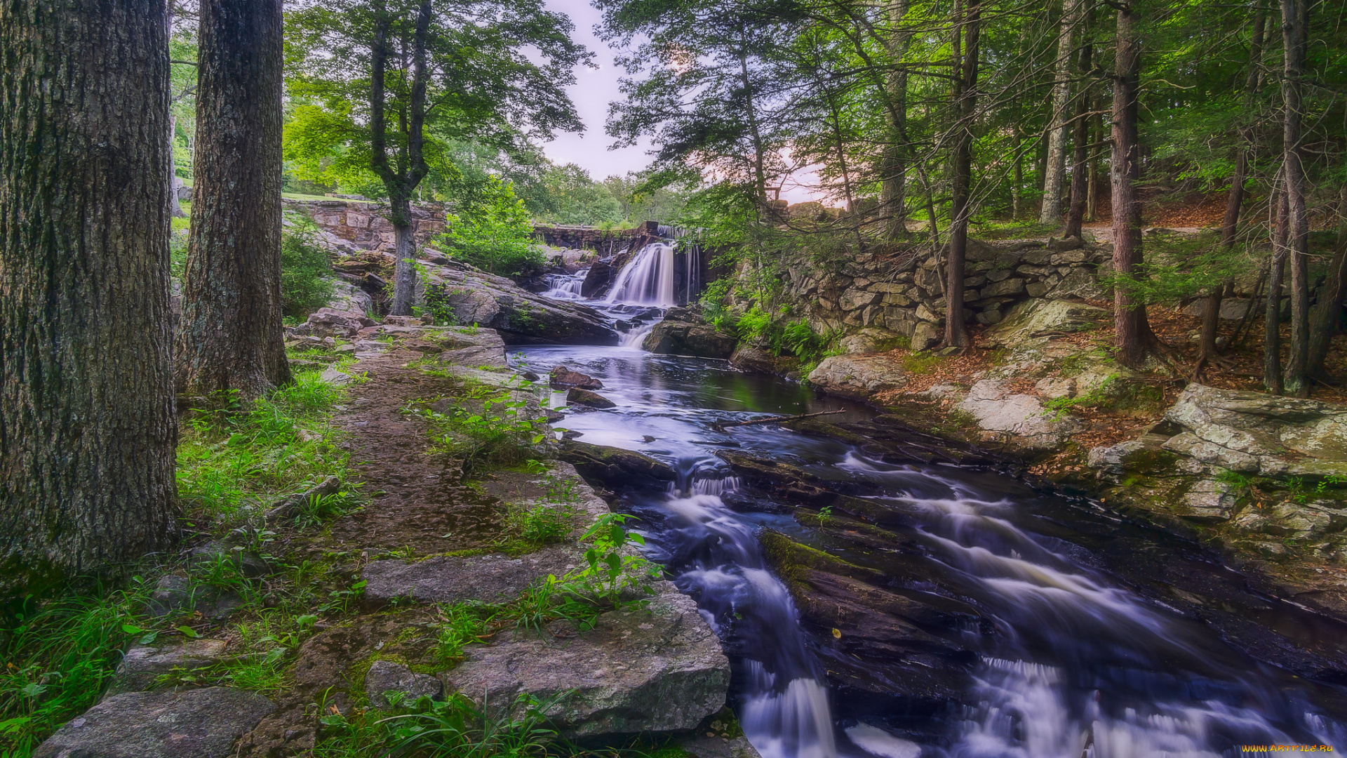 природа, водопады, река, водопад, лес