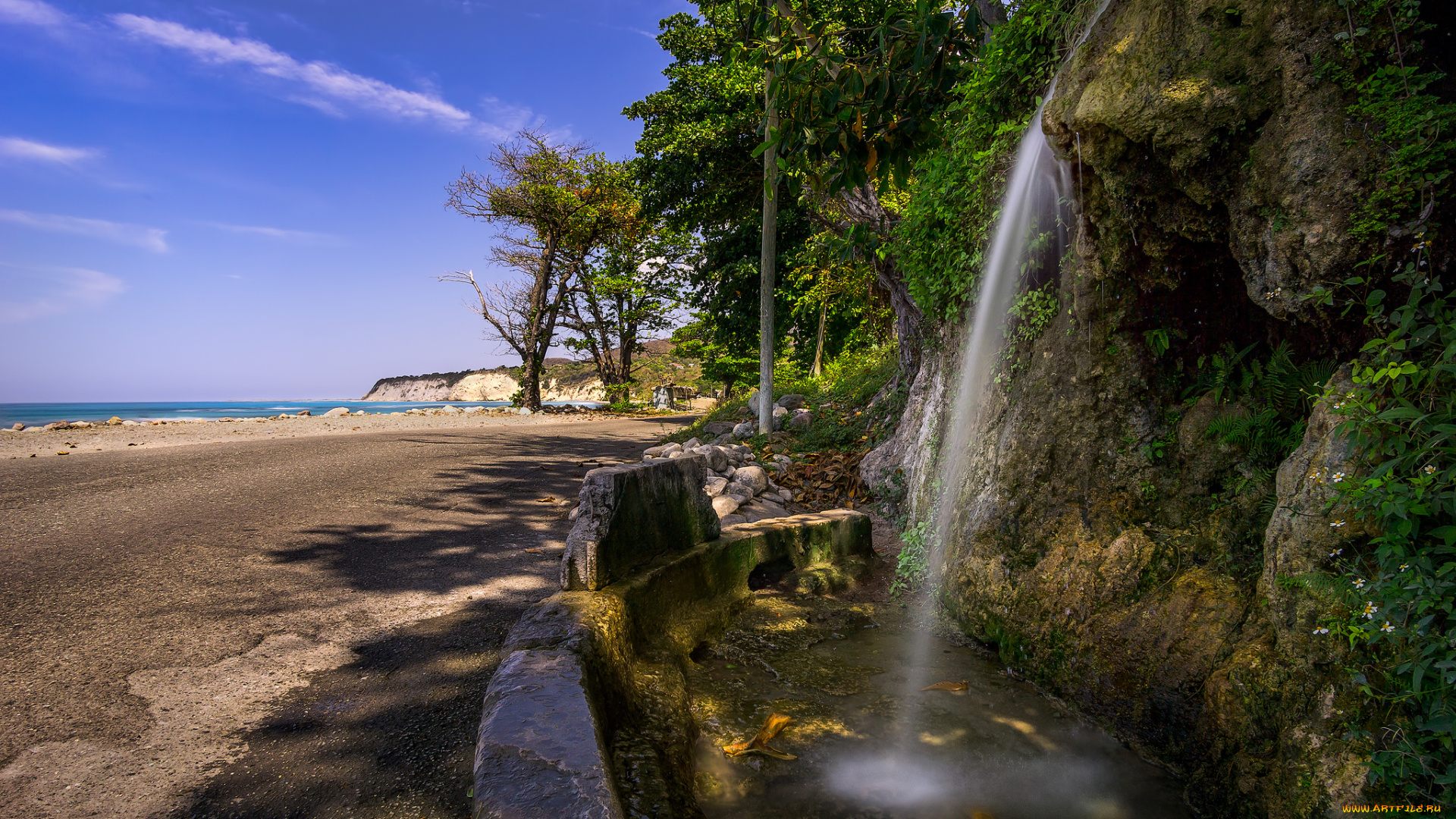 природа, водопады, водопад, лес, река