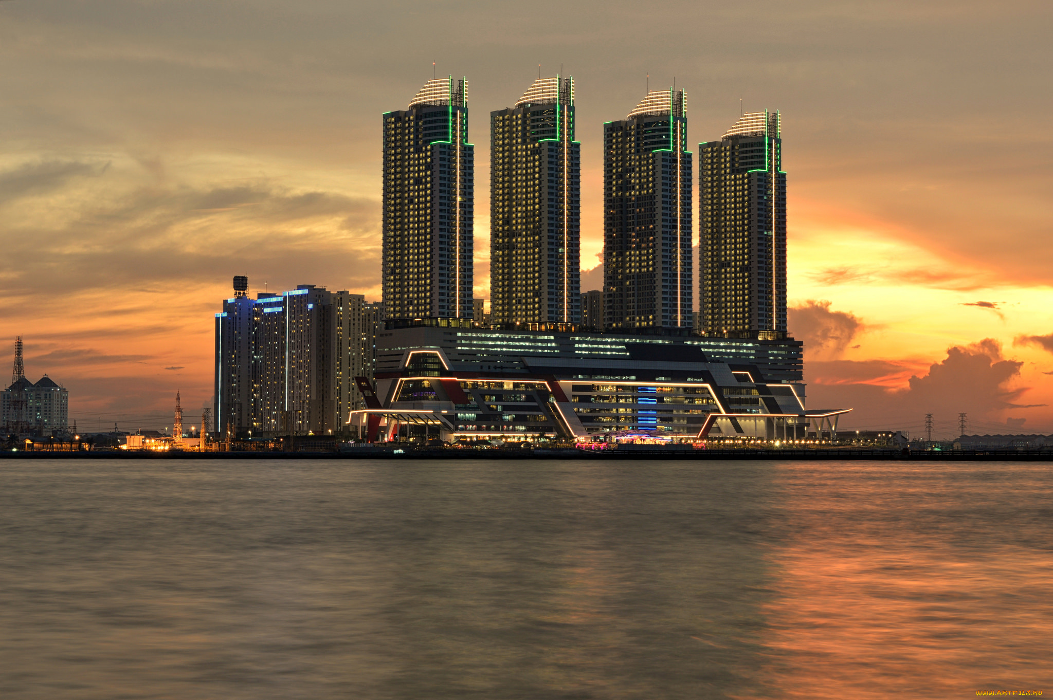 jakarta, города, джакарта, , индонезия, небоскребы, рассвет