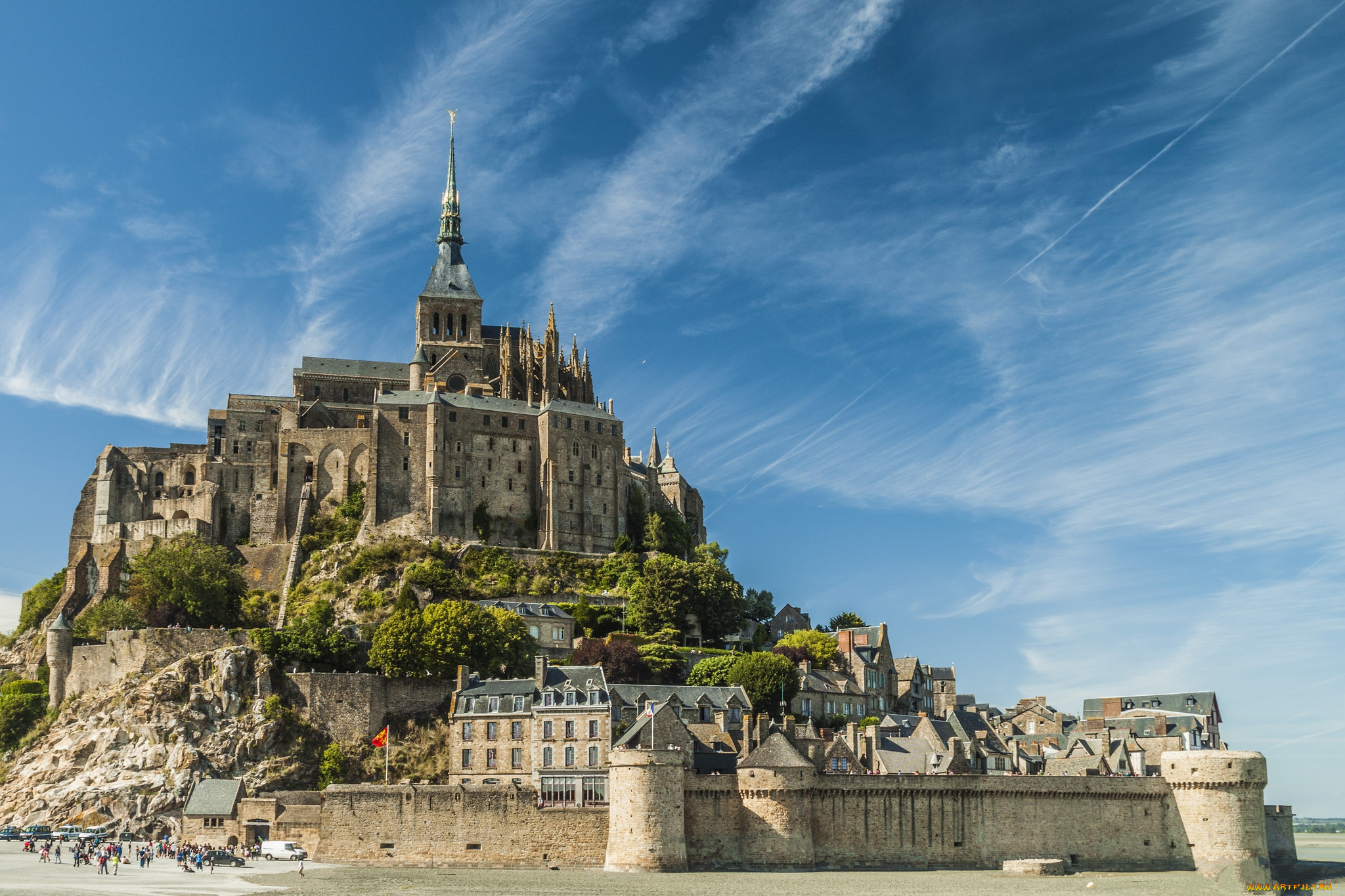 mont, saint, michel, города, замки, франции, замок, остров