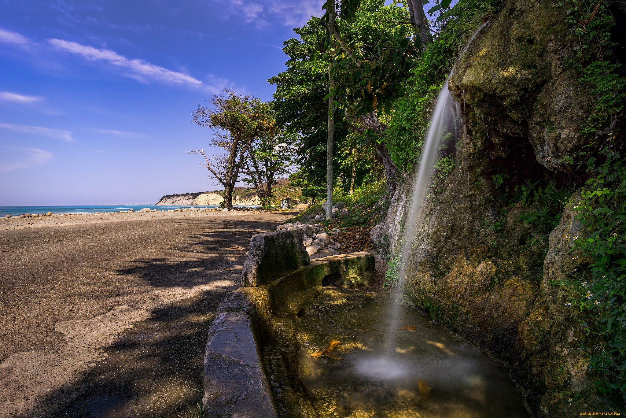 природа, водопады, водопад, лес, река