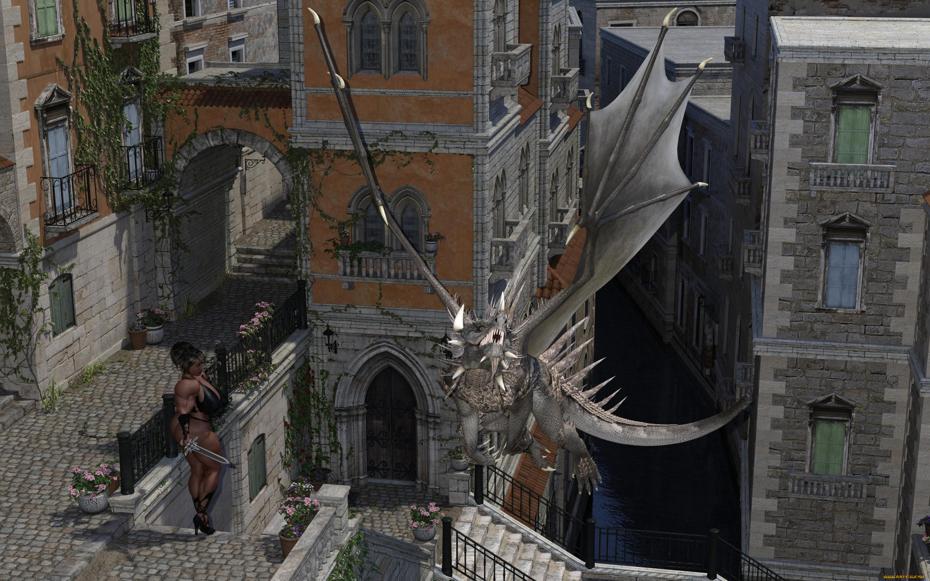 3д, графика, фантазия, , fantasy, девушка, оружие, фон, взгляд