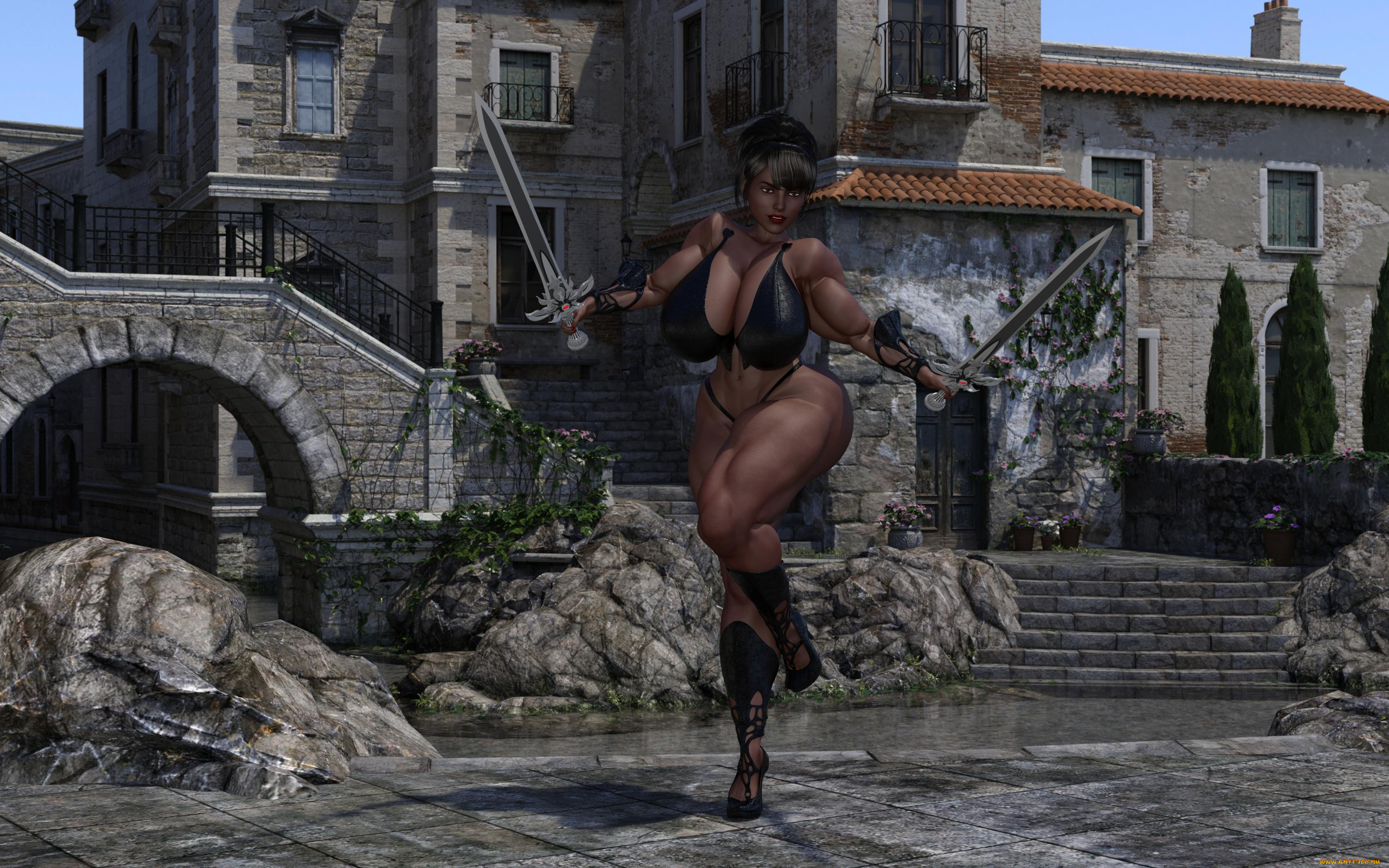 3д, графика, фантазия, , fantasy, оружие, фон, взгляд, девушка