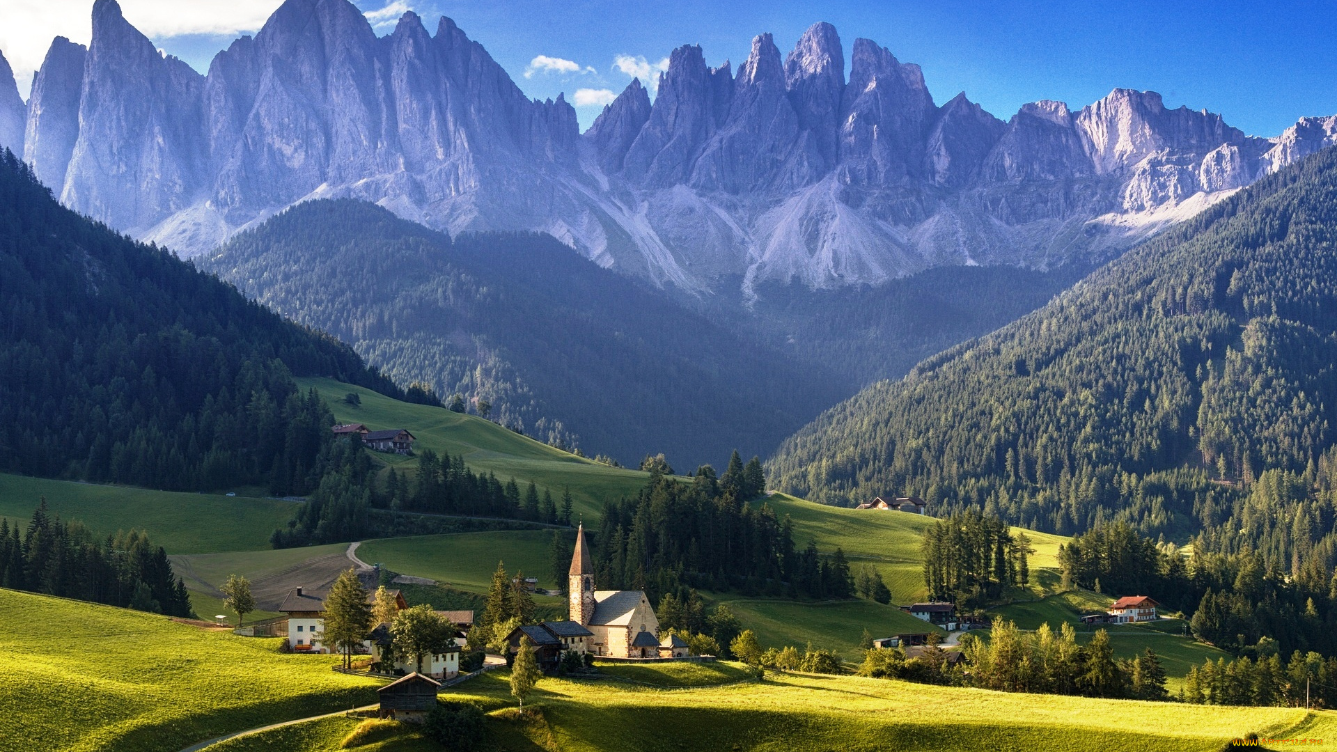 церковь, санта, маддалена, , доломиты, города, -, католические, соборы, , костелы, , аббатства, долина, скалы, горы