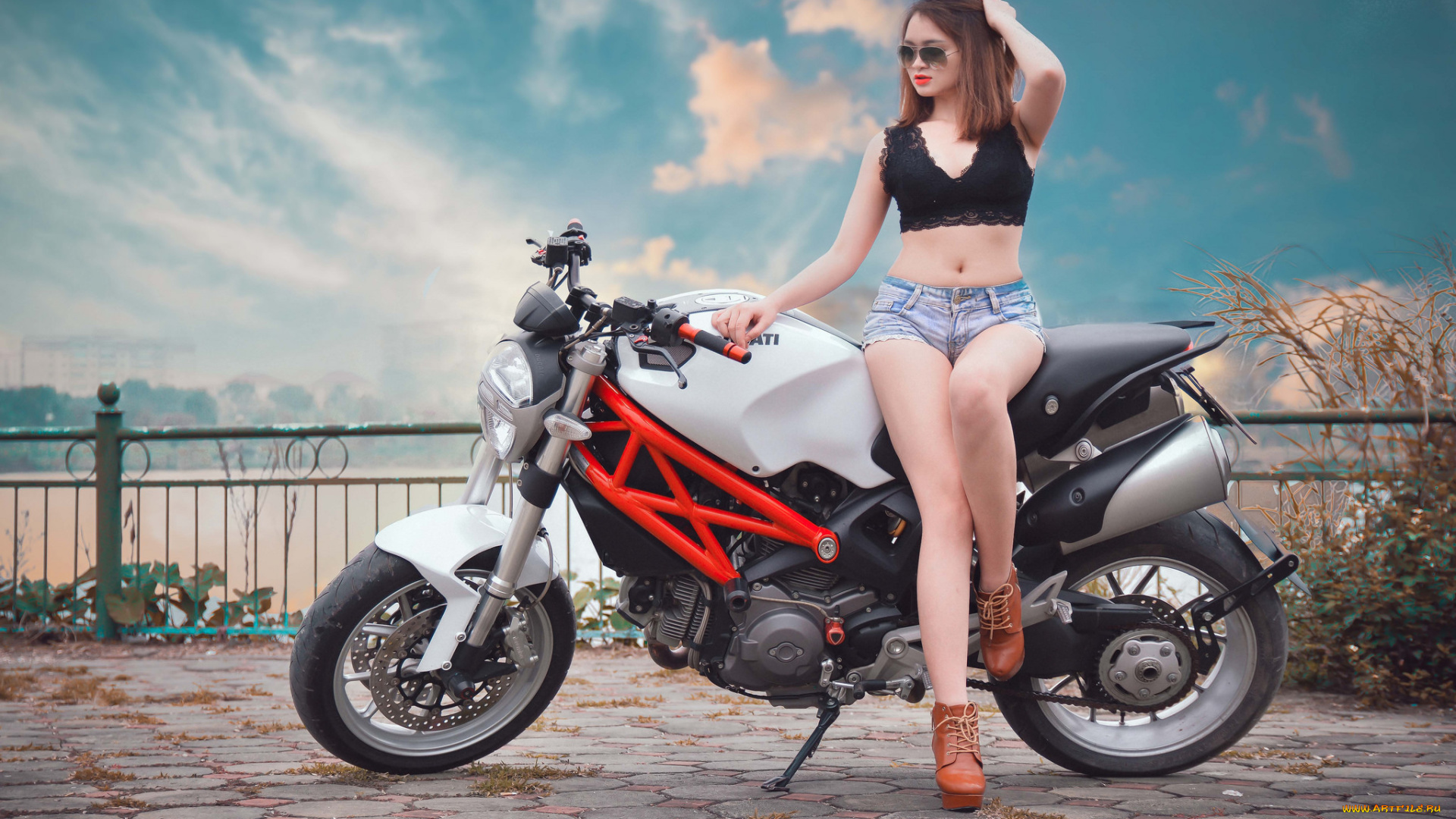 мотоциклы, мото, с, девушкой, девица, байк