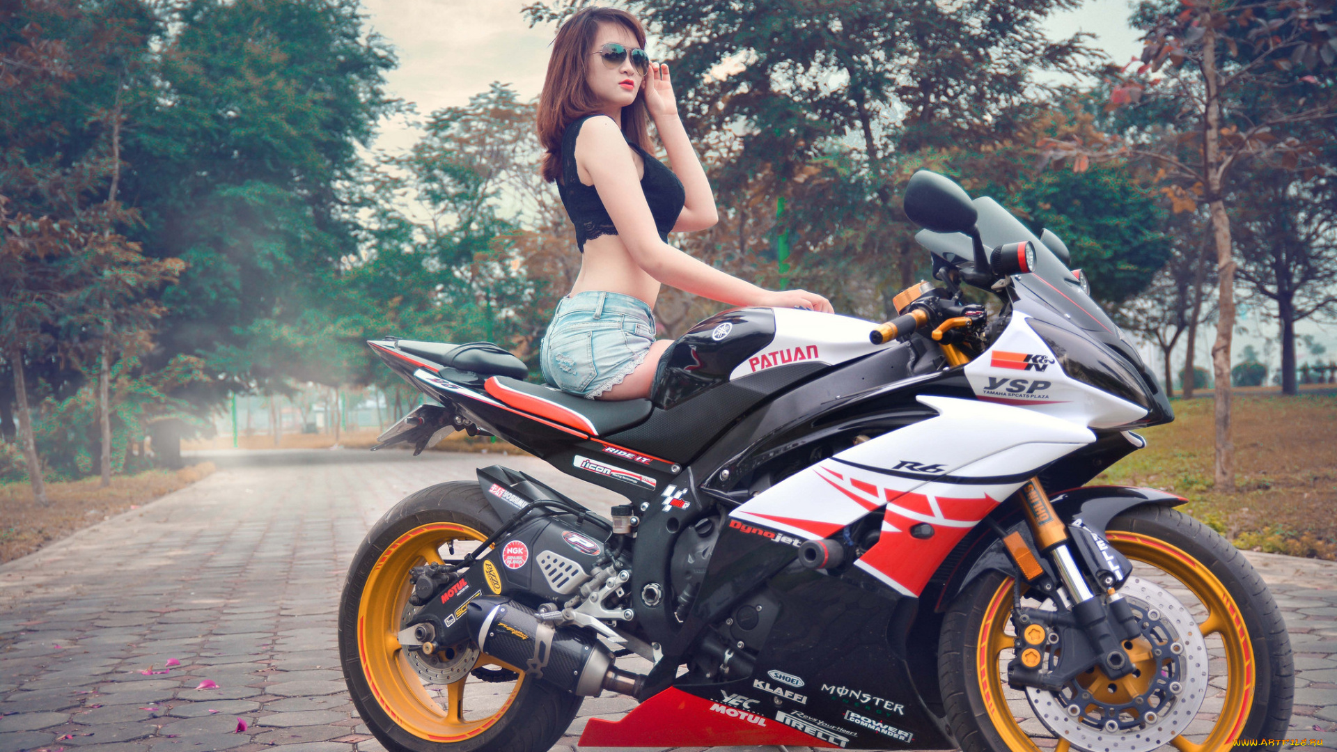 мотоциклы, мото, с, девушкой, девица, байк