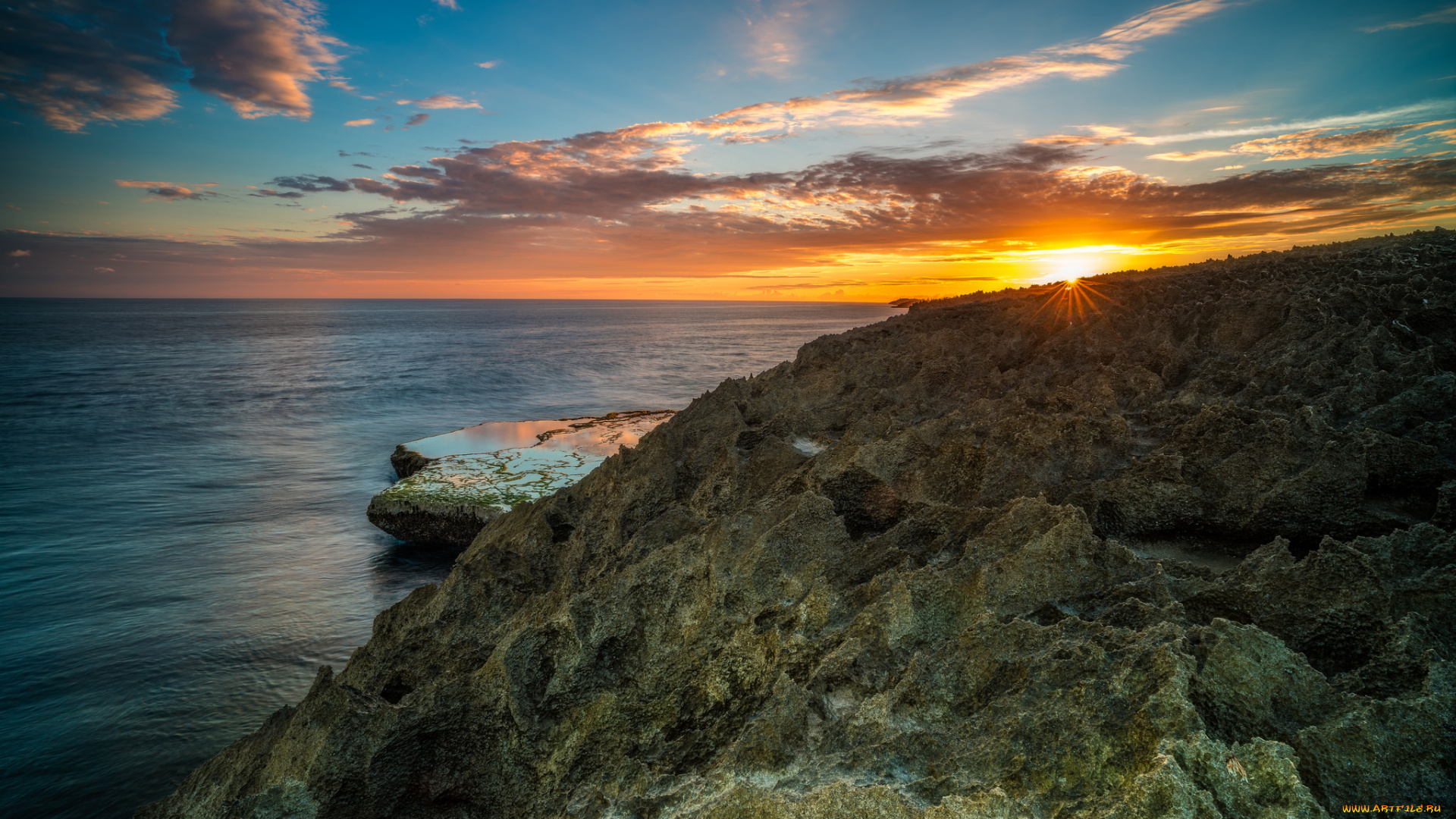 природа, побережье, рассвет