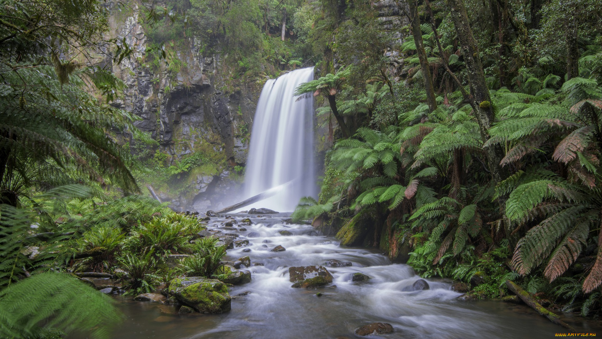 природа, водопады, река, лес, водопад