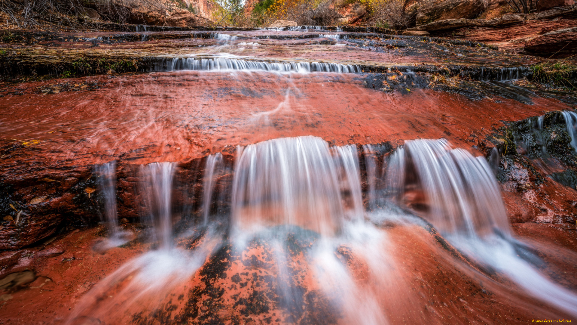 природа, водопады, водопад, река, лес