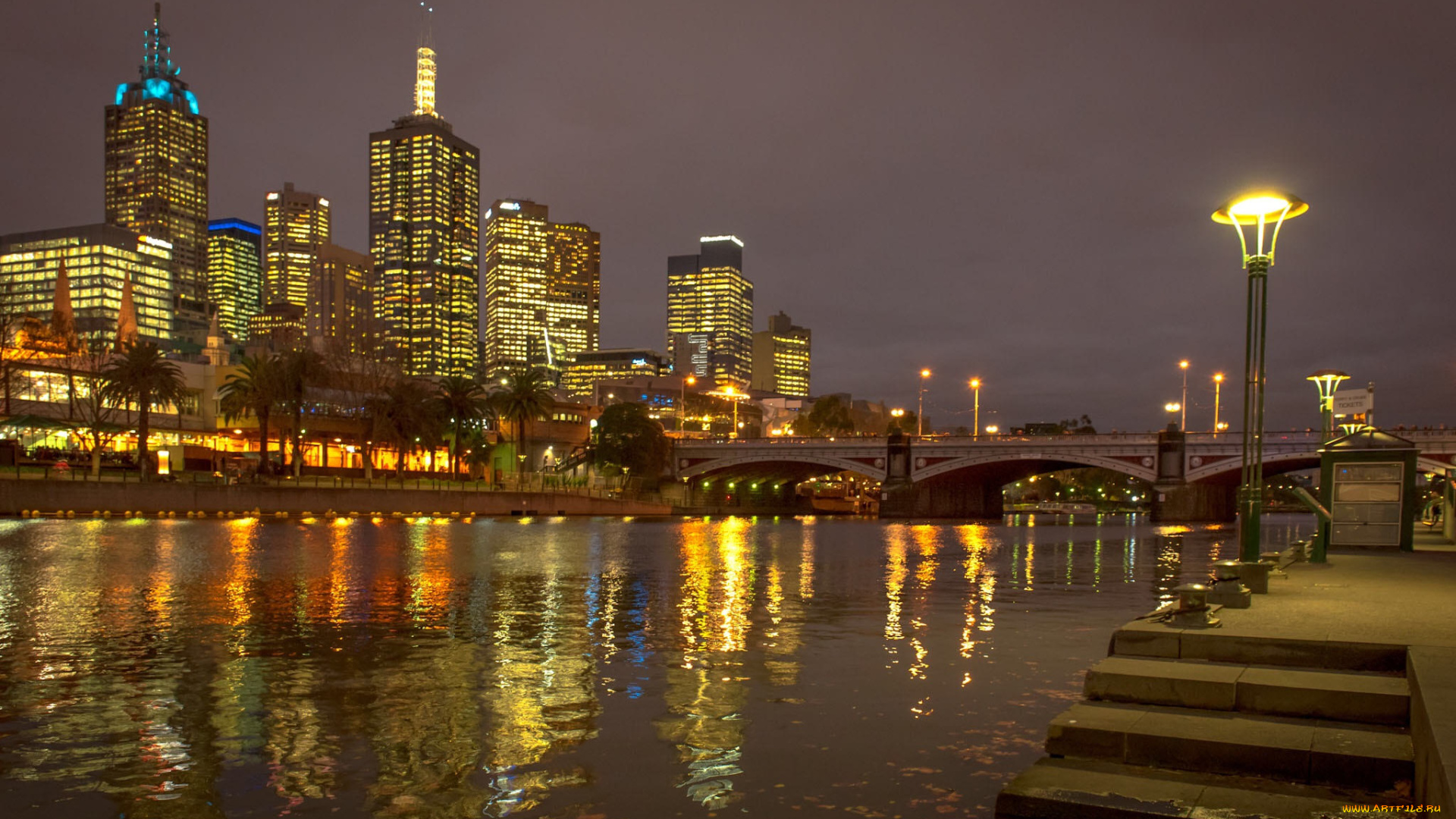 southbank, melbourne, города, мельбурн, , австралия, огни, ночь