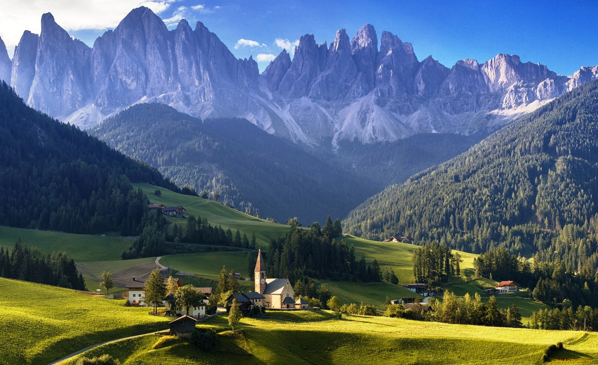 церковь, санта, маддалена, , доломиты, города, -, католические, соборы, , костелы, , аббатства, долина, скалы, горы