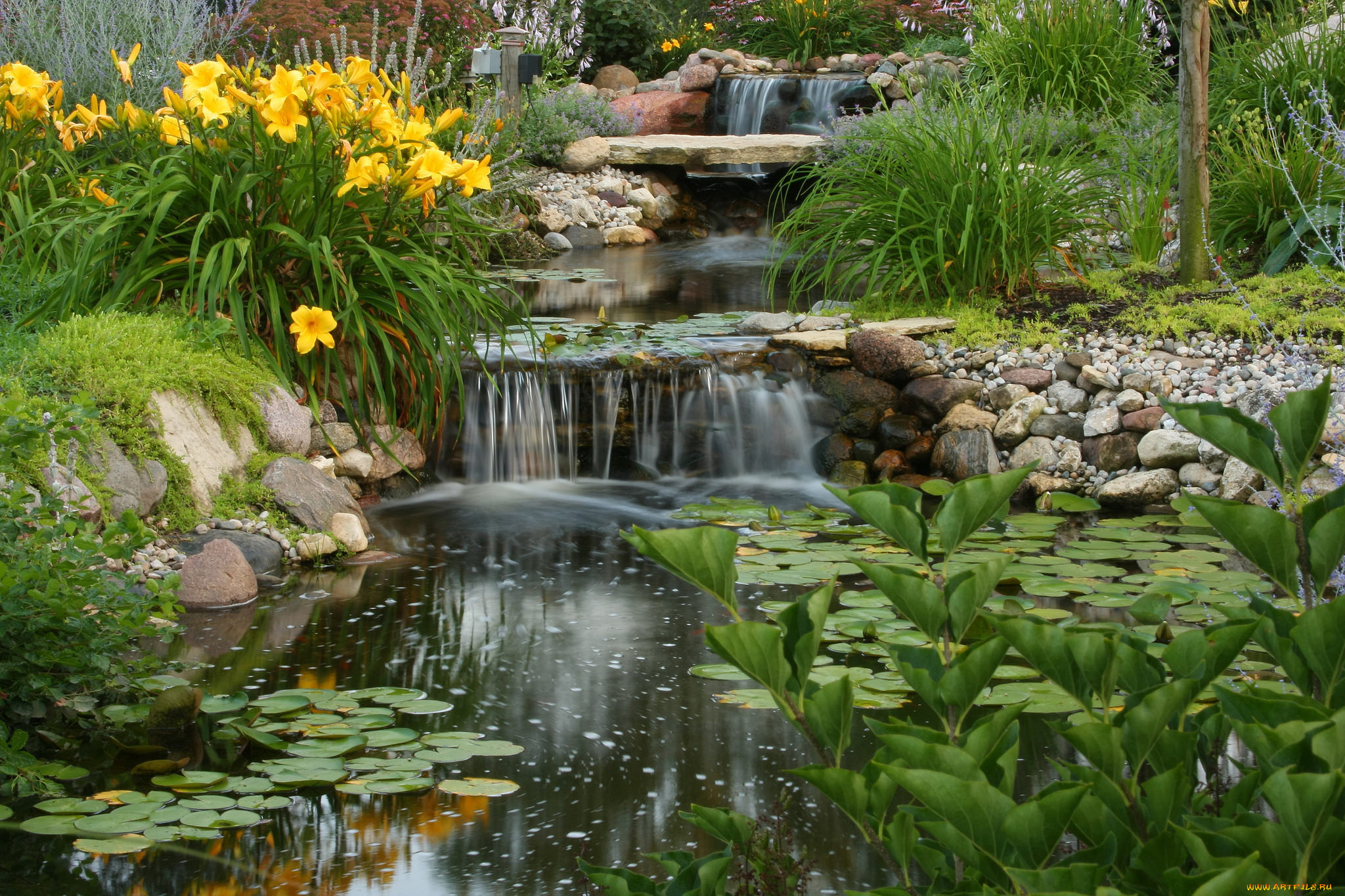 природа, водопады, водопад, река, лес