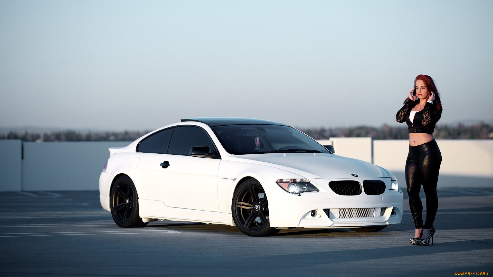 девушка, и, bmw, m6, автомобили, -авто, с, девушками, m6, bmw, девушка, кожанные, штаны, белый, купе