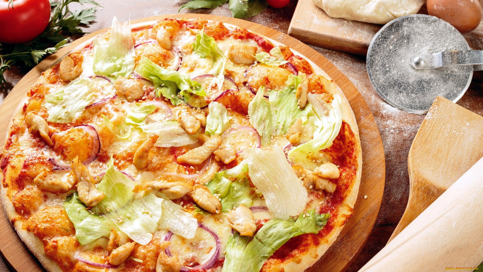 еда, пицца, сыр, помидоры