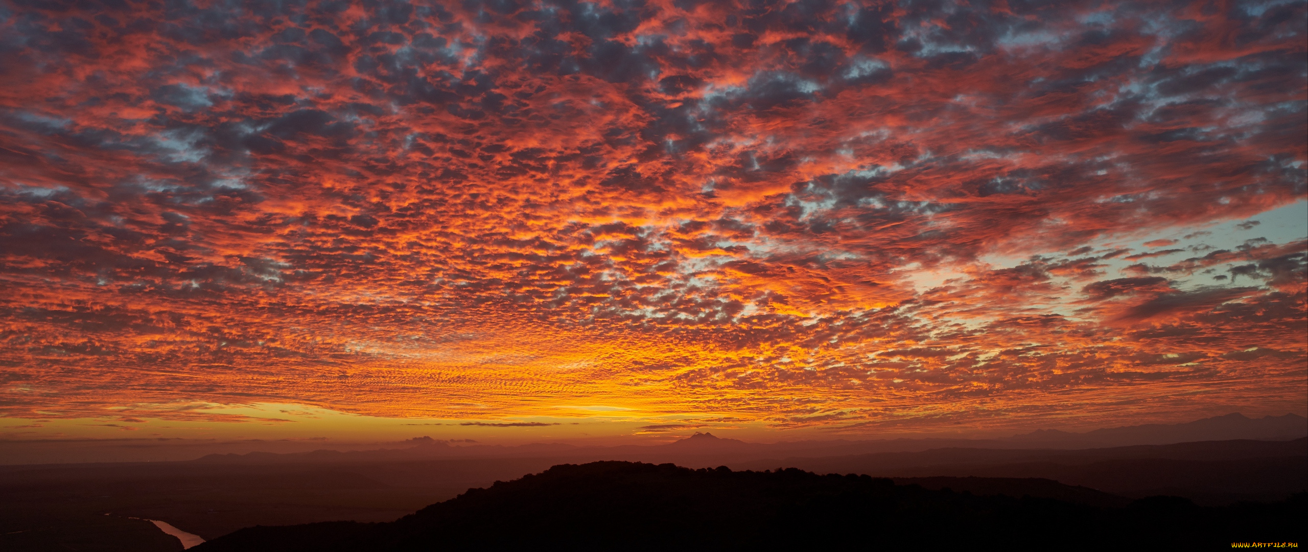 природа, облака, закатные