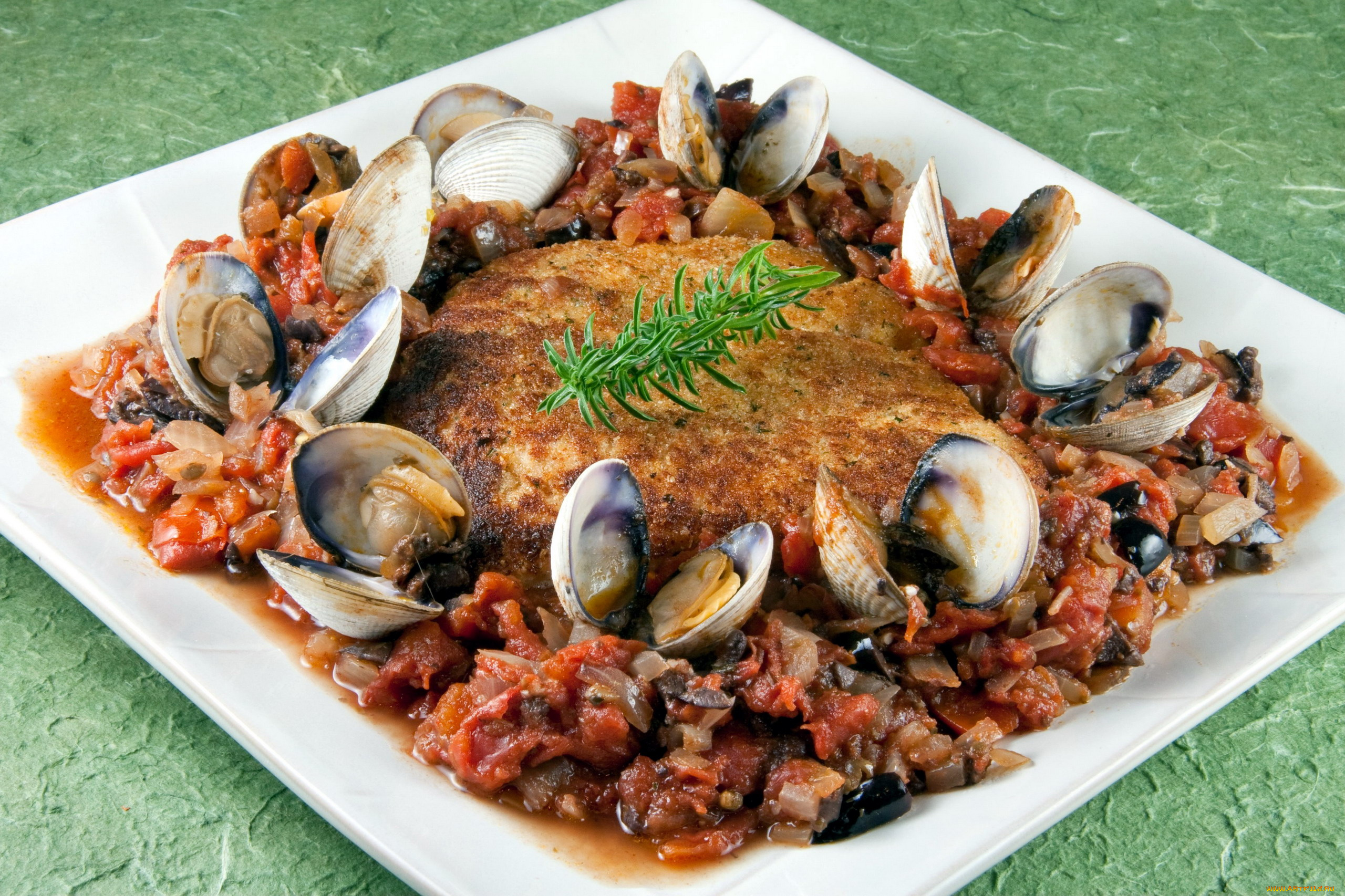 еда, рыбные, блюда, , с, морепродуктами, мидии