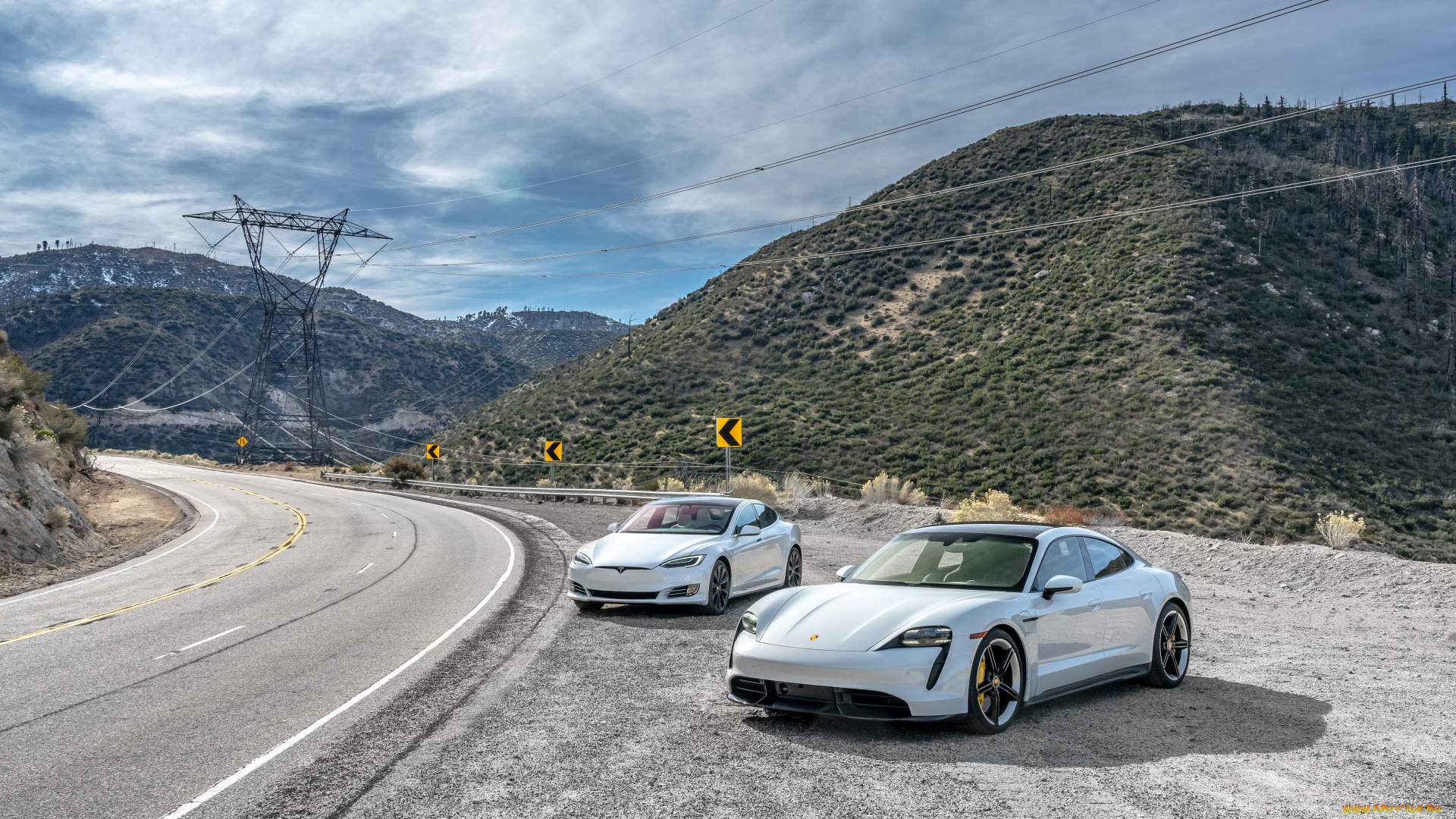 автомобили, разные, вместе, tesla, porsche