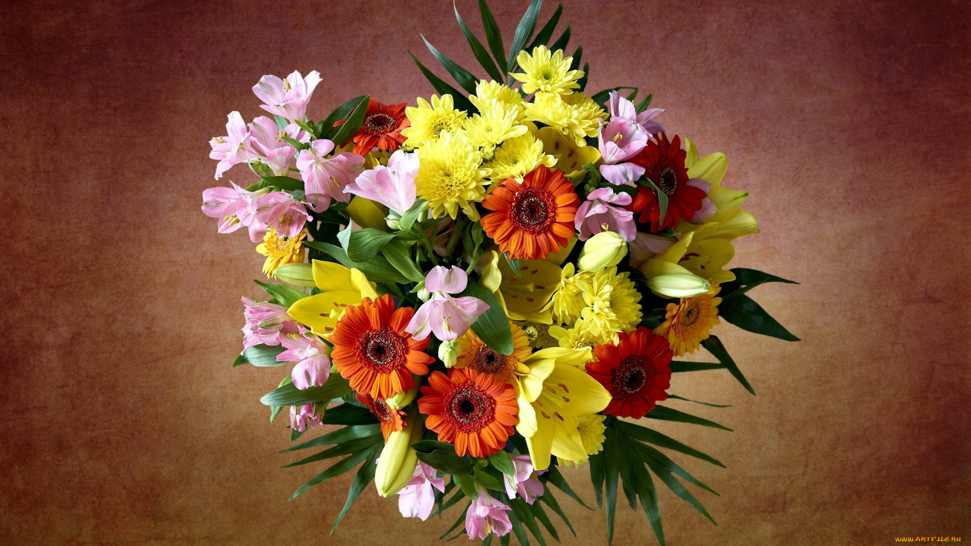 цветы, букеты, , композиции, хризантемы, альстромерия