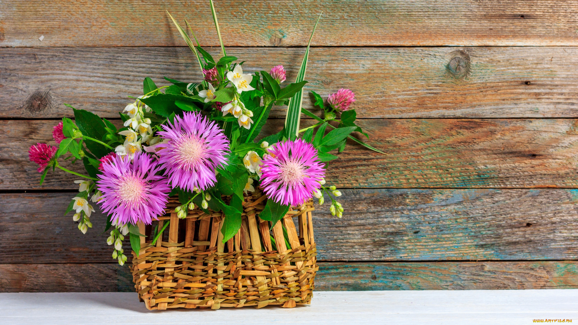 цветы, разные, вместе, корзина, букет